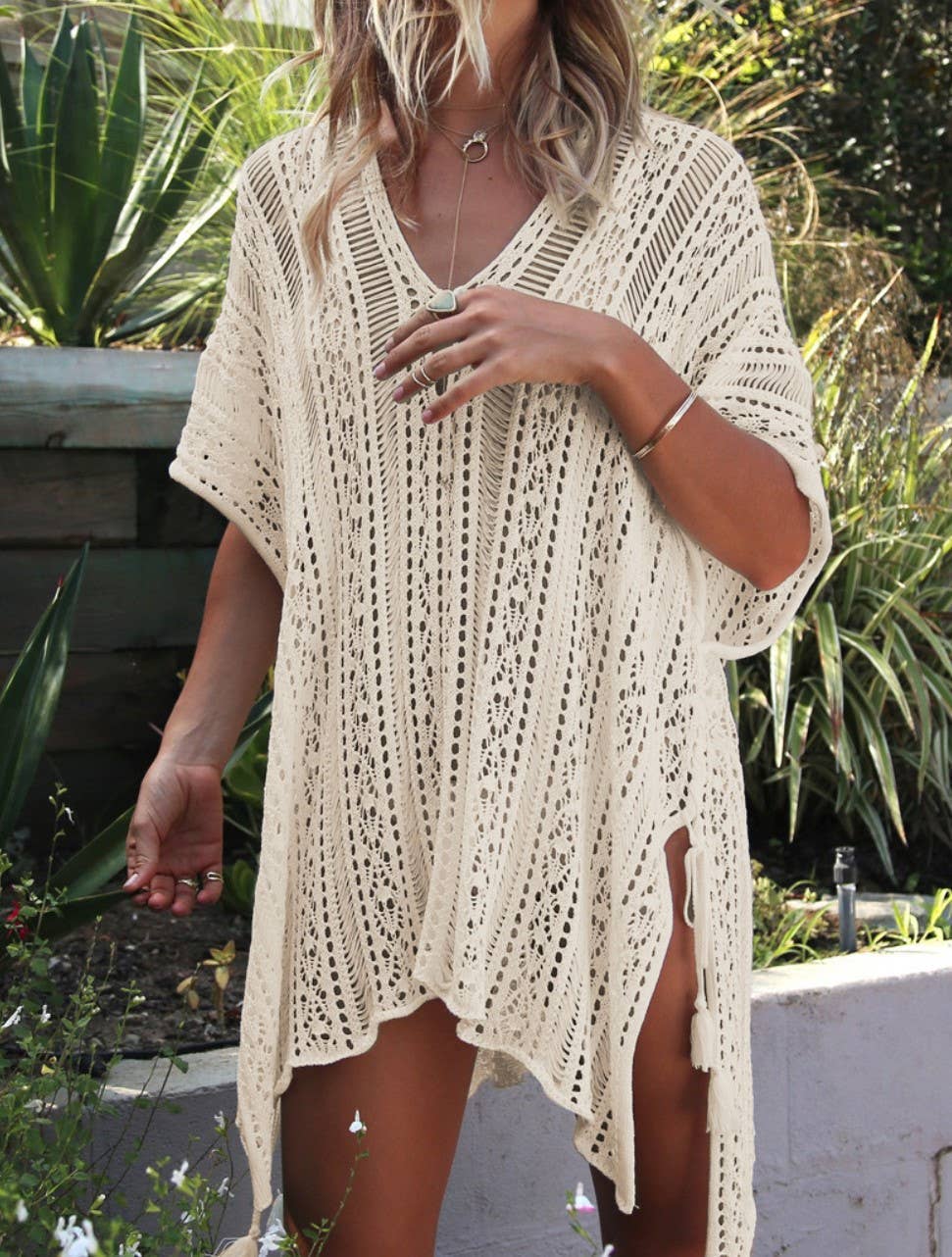 Tassel Detailed Crochet Tunic Cover Up – Boho Beach Kaftan boho clothing, festival outfit, hippie style apparel | Elevated Hippie