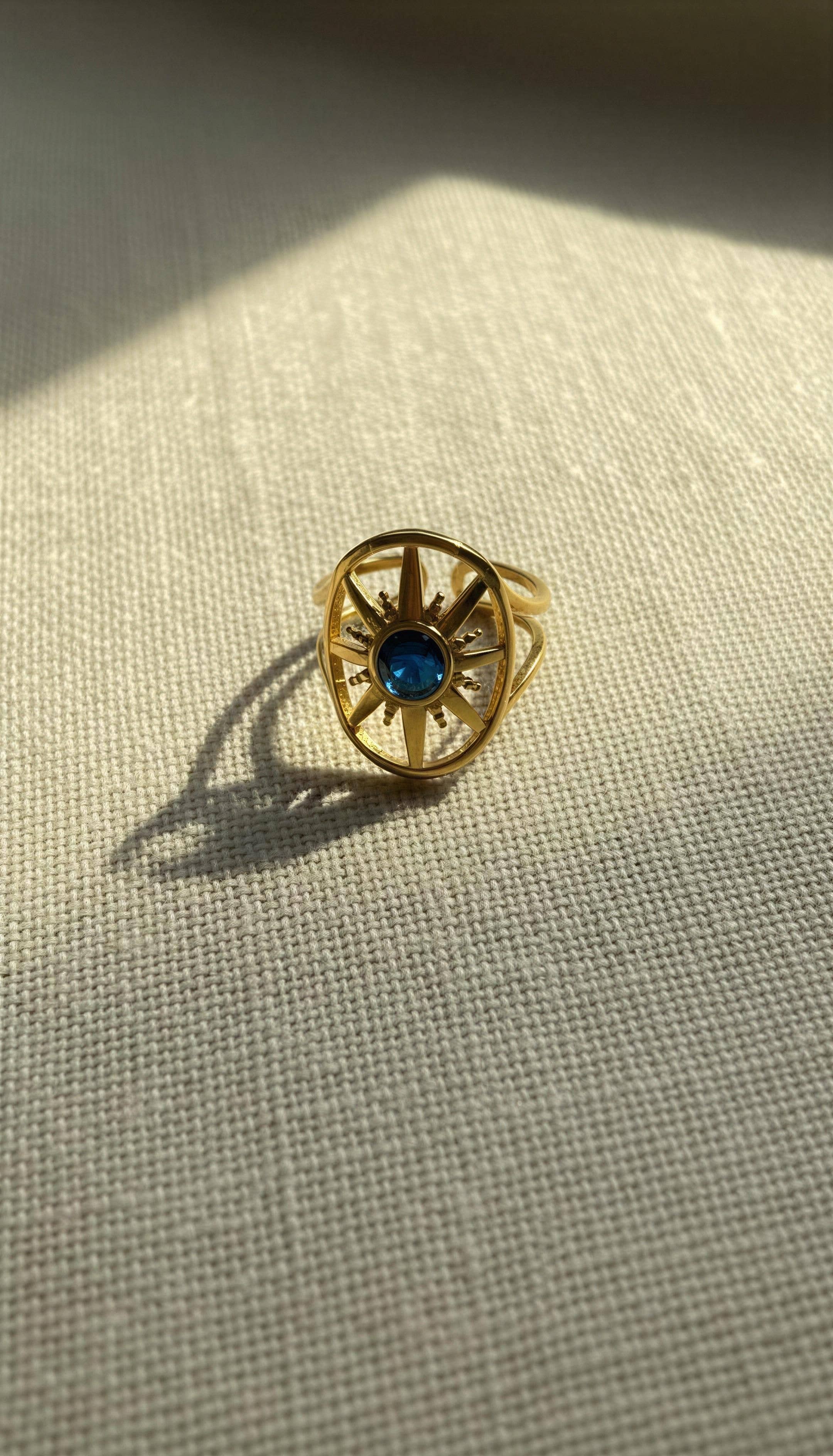 Celestial Compass Adjustable Ring – Sapphire Blue boho clothing, festival outfit, hippie style apparel | Elevated Hippie