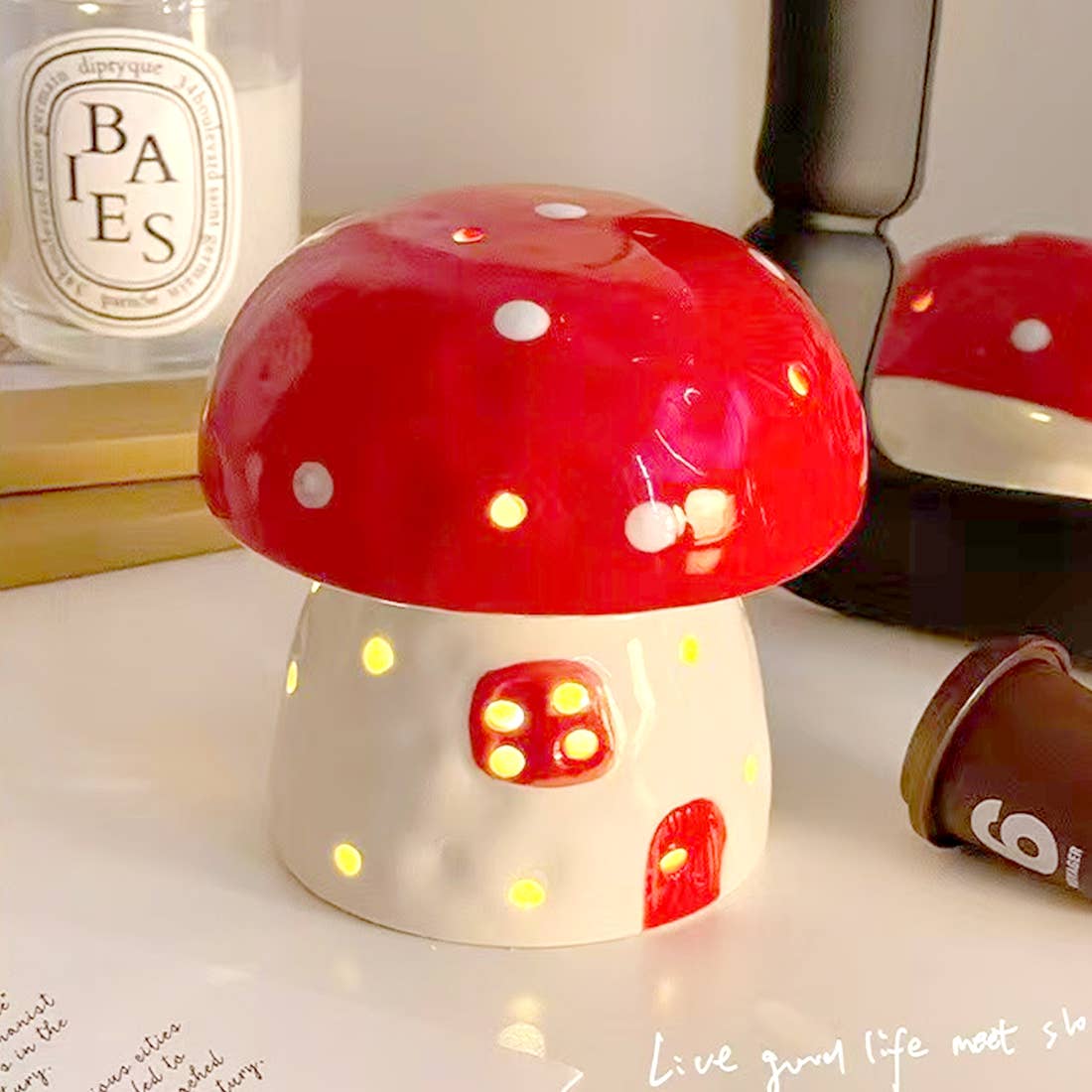 Ceramic Mushroom Ambient Night Light boho clothing, festival outfit, hippie style apparel | Elevated Hippie