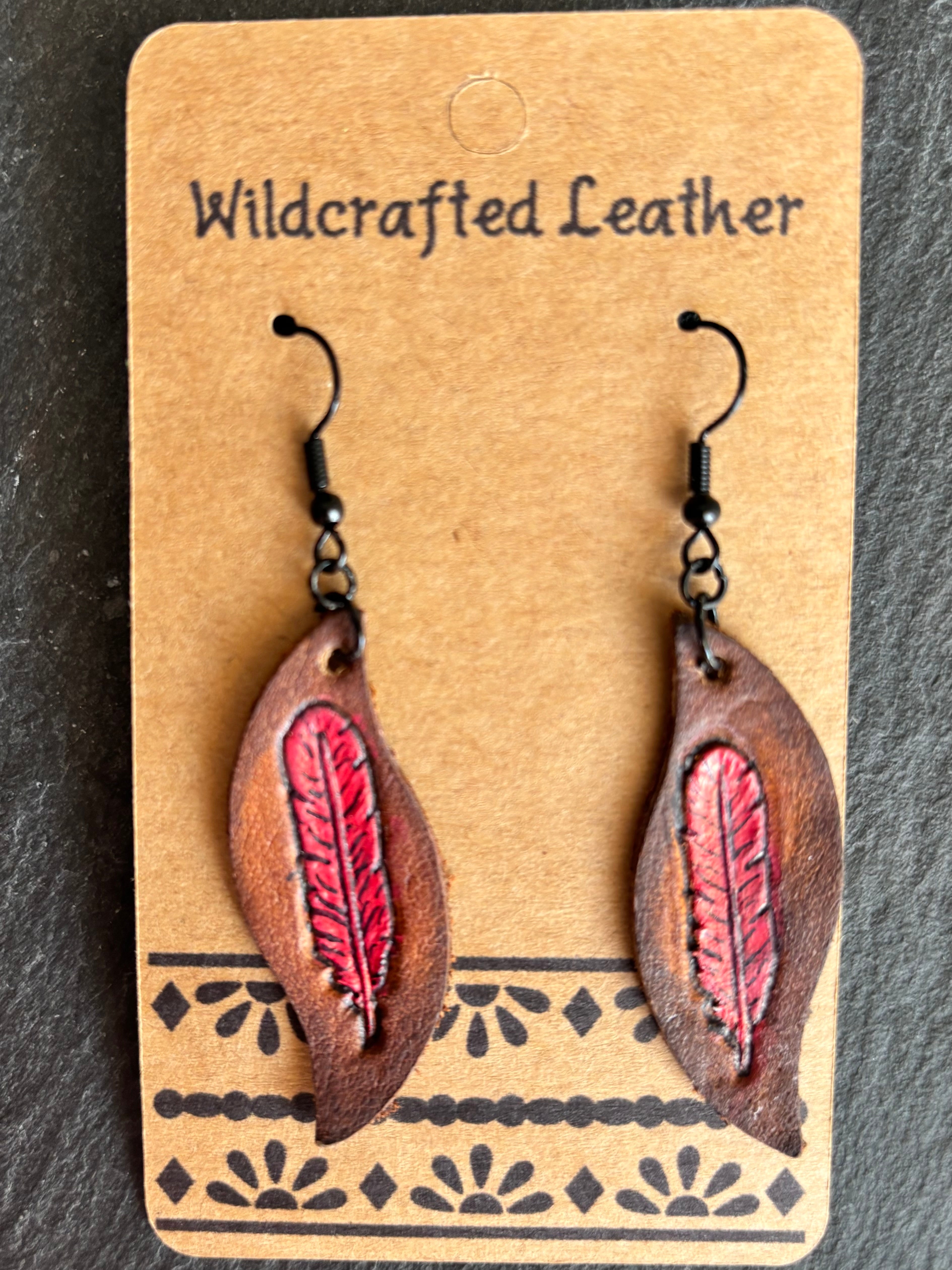Wildcrafted Leather Handpainted Leather Earrings boho clothing, festival outfit, hippie style apparel | Elevated Hippie
