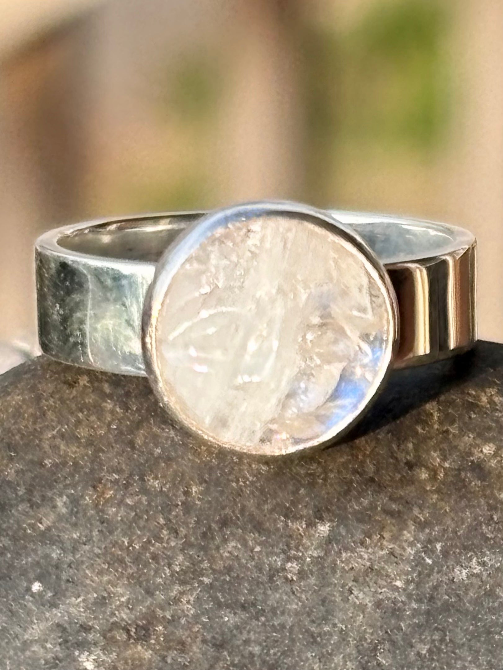 Moonstone Face Sterling Silver Ring – Size 6.75 boho clothing, festival outfit, hippie style apparel | Elevated Hippie