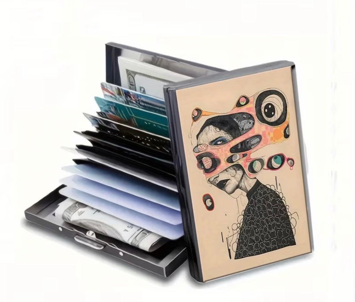 Stainless Steel Credit Card Holder with Art boho clothing, festival outfit, hippie style apparel | Elevated Hippie