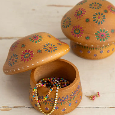 Natural Life-Shaped Wooden Treasure Box - Mushroom - The Elevated Hippie