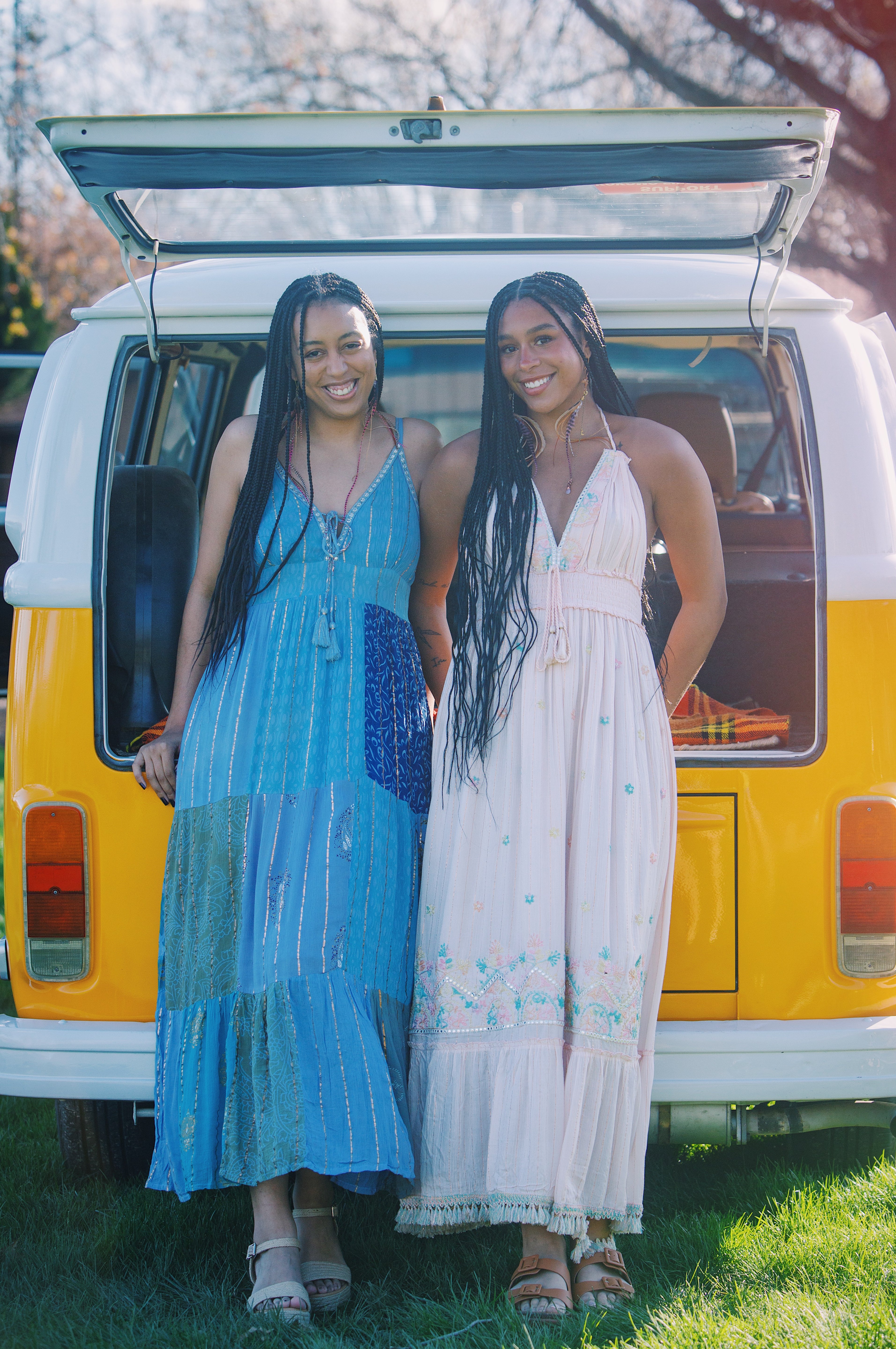 Bohemian Maxi Dress – Blue Multi Print boho clothing, festival outfit, hippie style apparel | Elevated Hippie