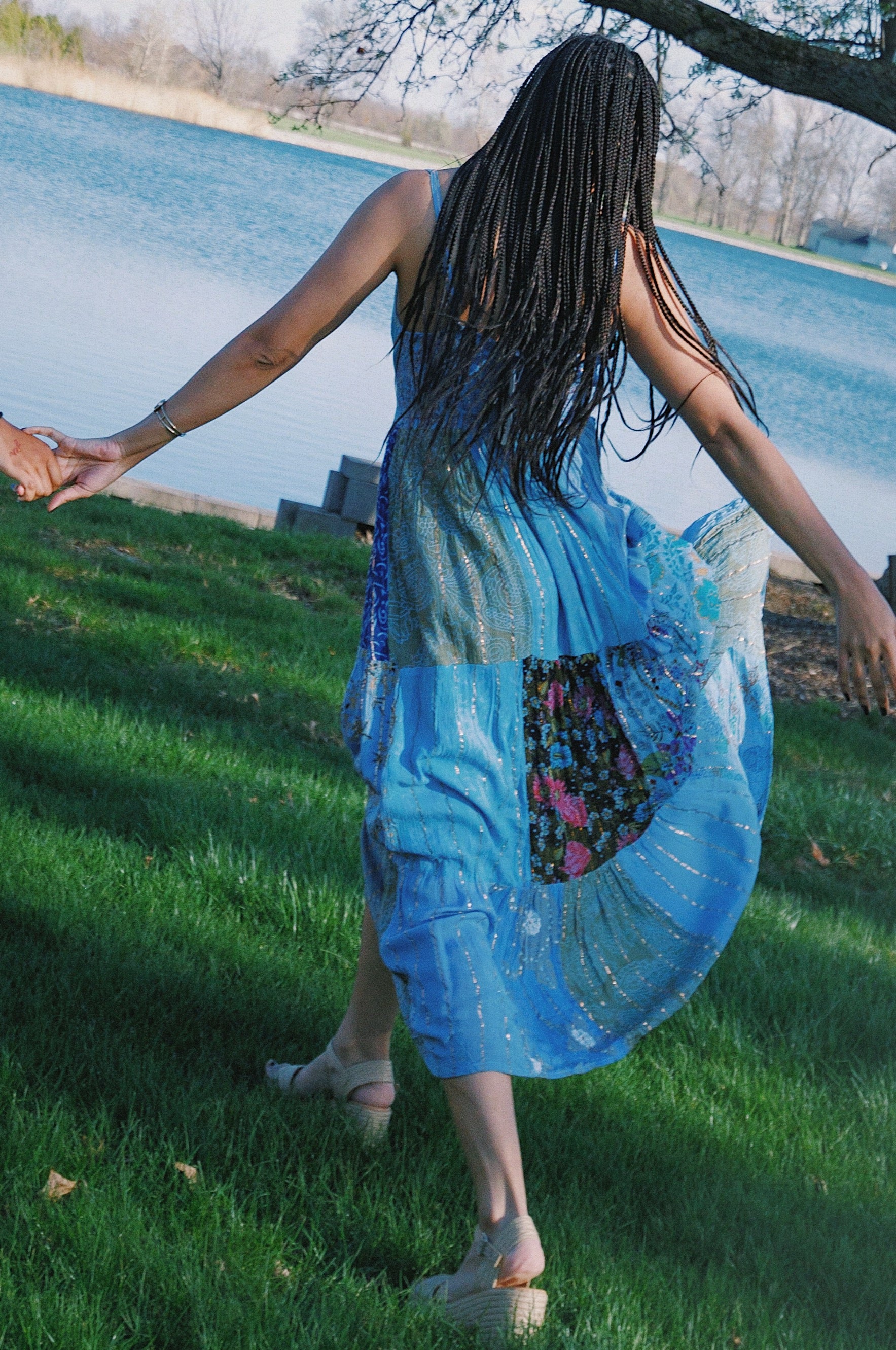 Bohemian Maxi Dress – Blue Multi Print boho clothing, festival outfit, hippie style apparel | Elevated Hippie