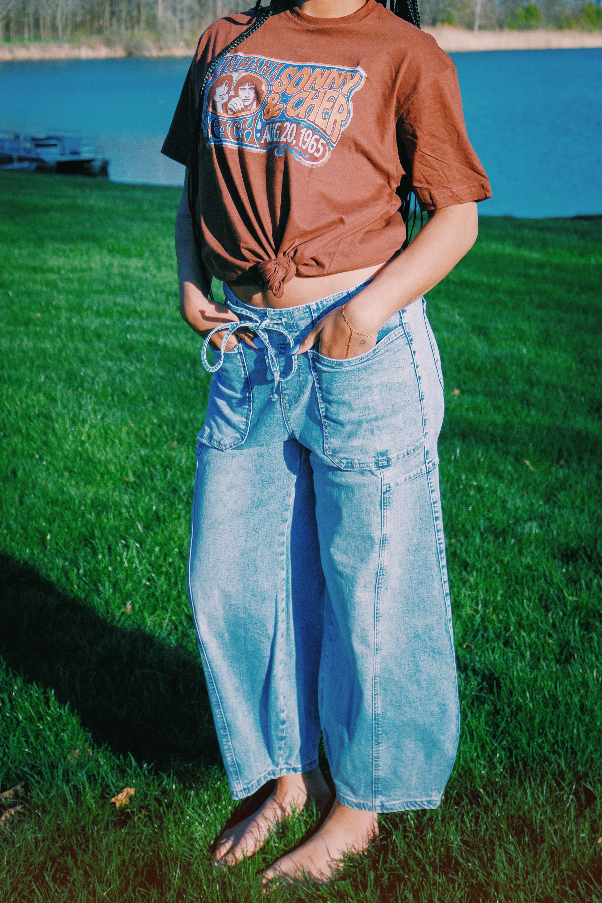 Paperbag Waist Barrel Jeans with Patch Pockets boho clothing, festival outfit, hippie style apparel | Elevated Hippie