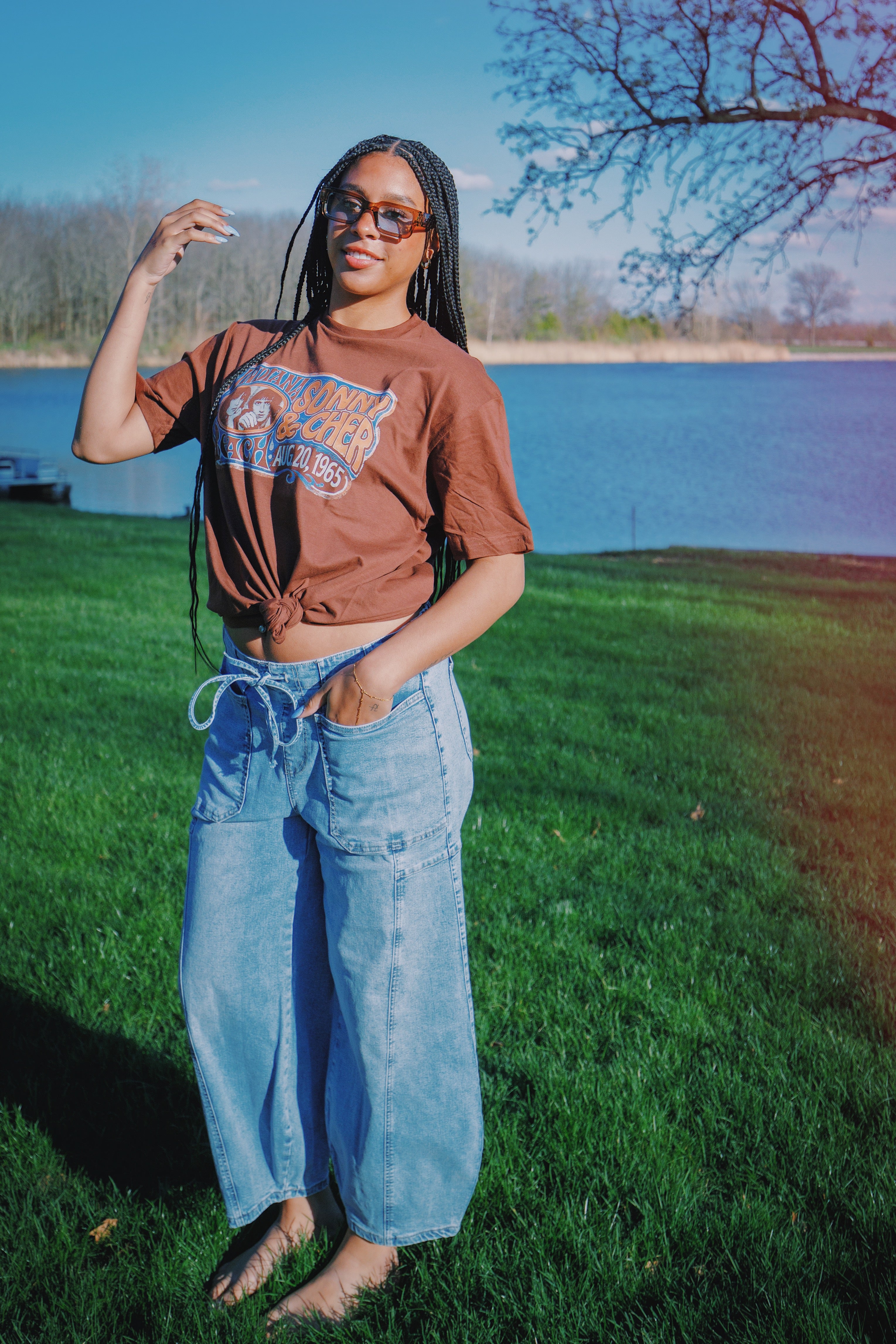 Paperbag Waist Barrel Jeans with Patch Pockets boho clothing, festival outfit, hippie style apparel | Elevated Hippie