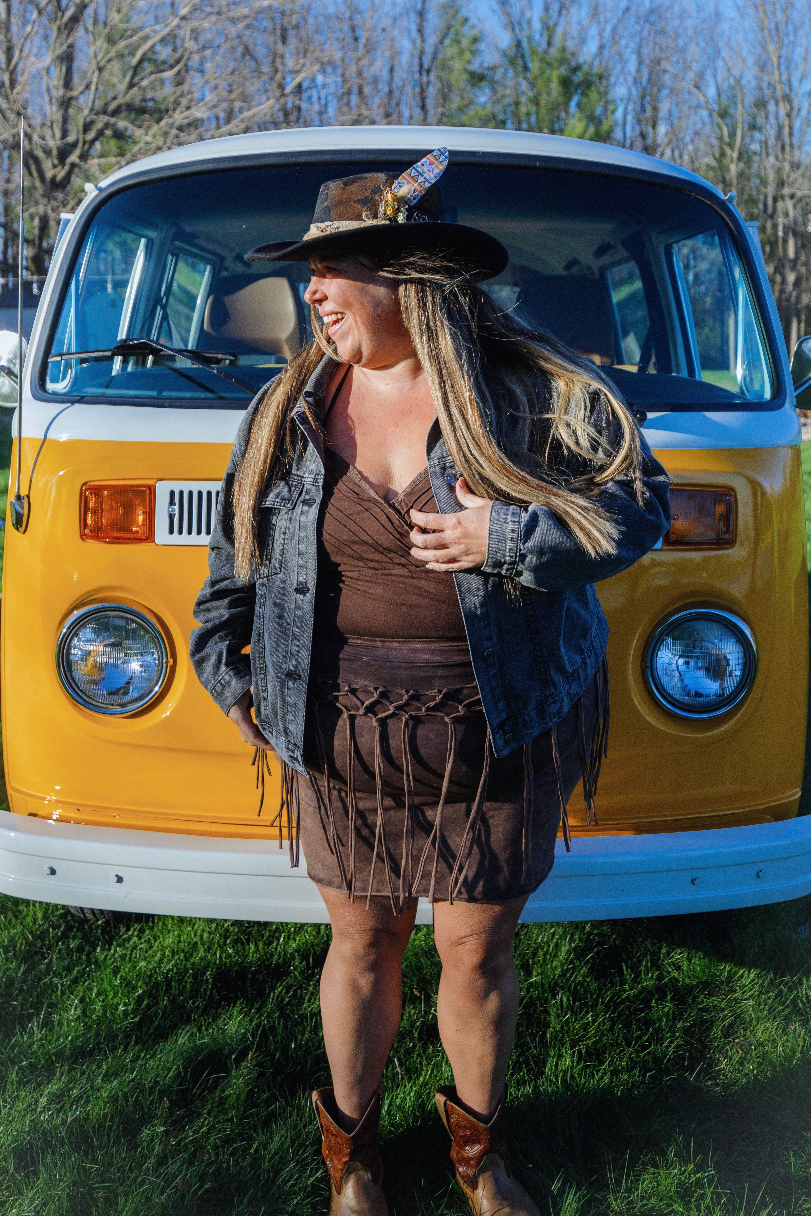 Distressed Fabric Band Feather Cowgirl Fedora Hat boho clothing, festival outfit, hippie style apparel | Elevated Hippie