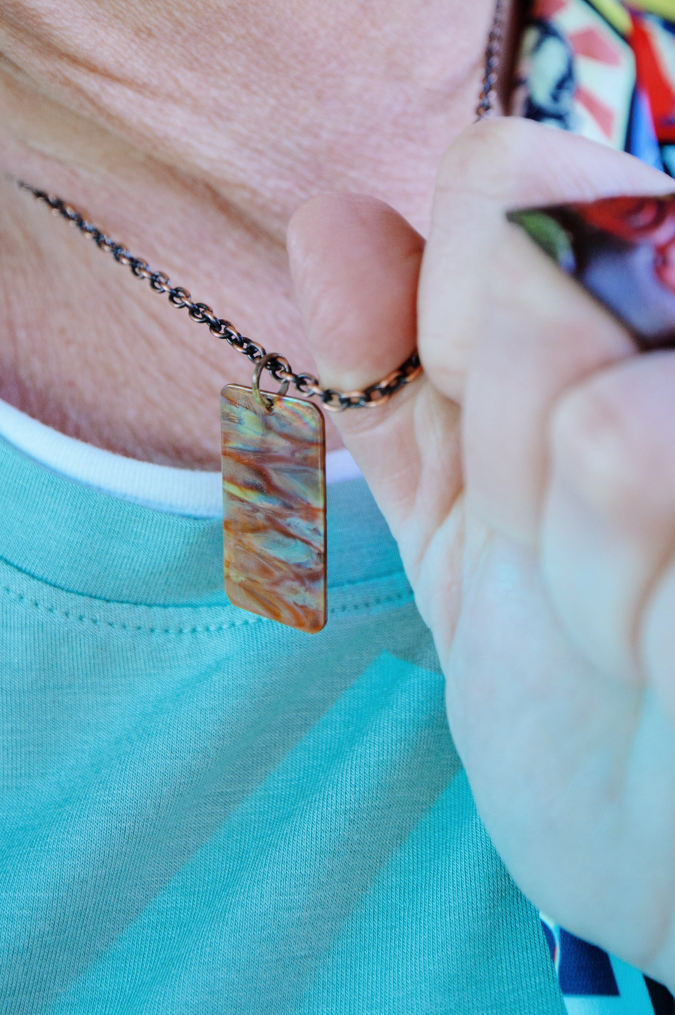 Fire Painted Handmade Copper Pendant Necklace w/ 18in Copper Chain boho clothing, festival outfit, hippie style apparel | Elevated Hippie