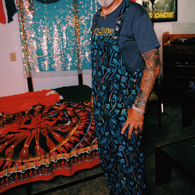 Multi-Mushroom Cotton Wide-Leg Overalls - The Elevated Hippie