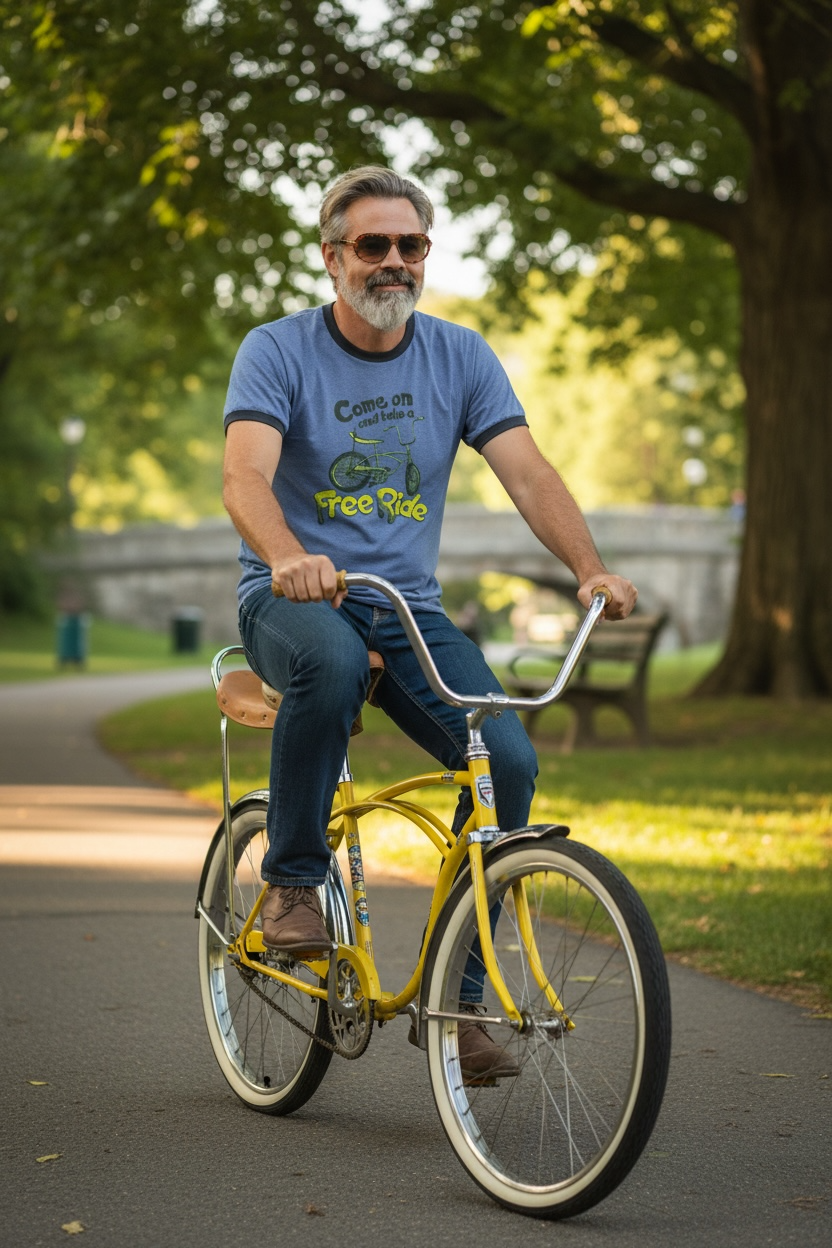 Free Ride Retro Ringer Tee – Vintage Hippie Graphic T-Shirt boho clothing, festival outfit, hippie style apparel | Elevated Hippie