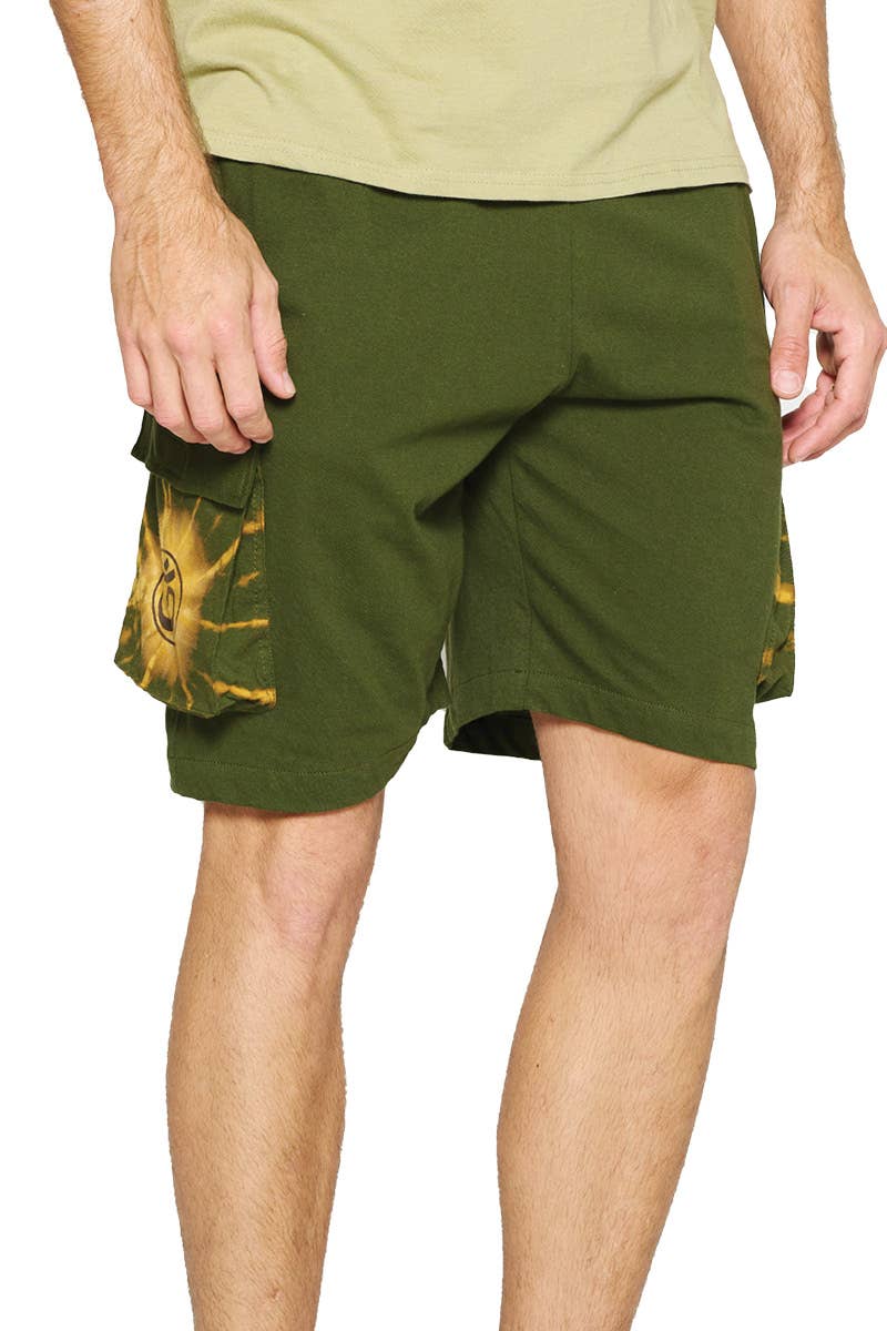 Yak & Yeti Men's Shorts With Pockets Om Print boho clothing, festival outfit, hippie style apparel | Elevated Hippie