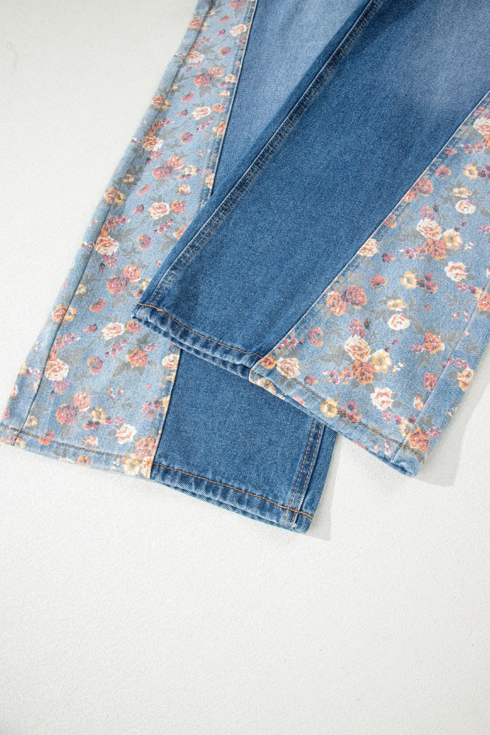 Peacock Blue Floral Patchwork Bib Denim Wide Leg Overalls boho clothing, festival outfit, hippie style apparel | Elevated Hippie