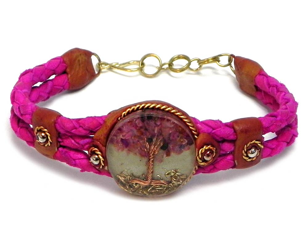 Acrylic Tree of Life Braided Leather Bracelet boho clothing, festival outfit, hippie style apparel | Elevated Hippie