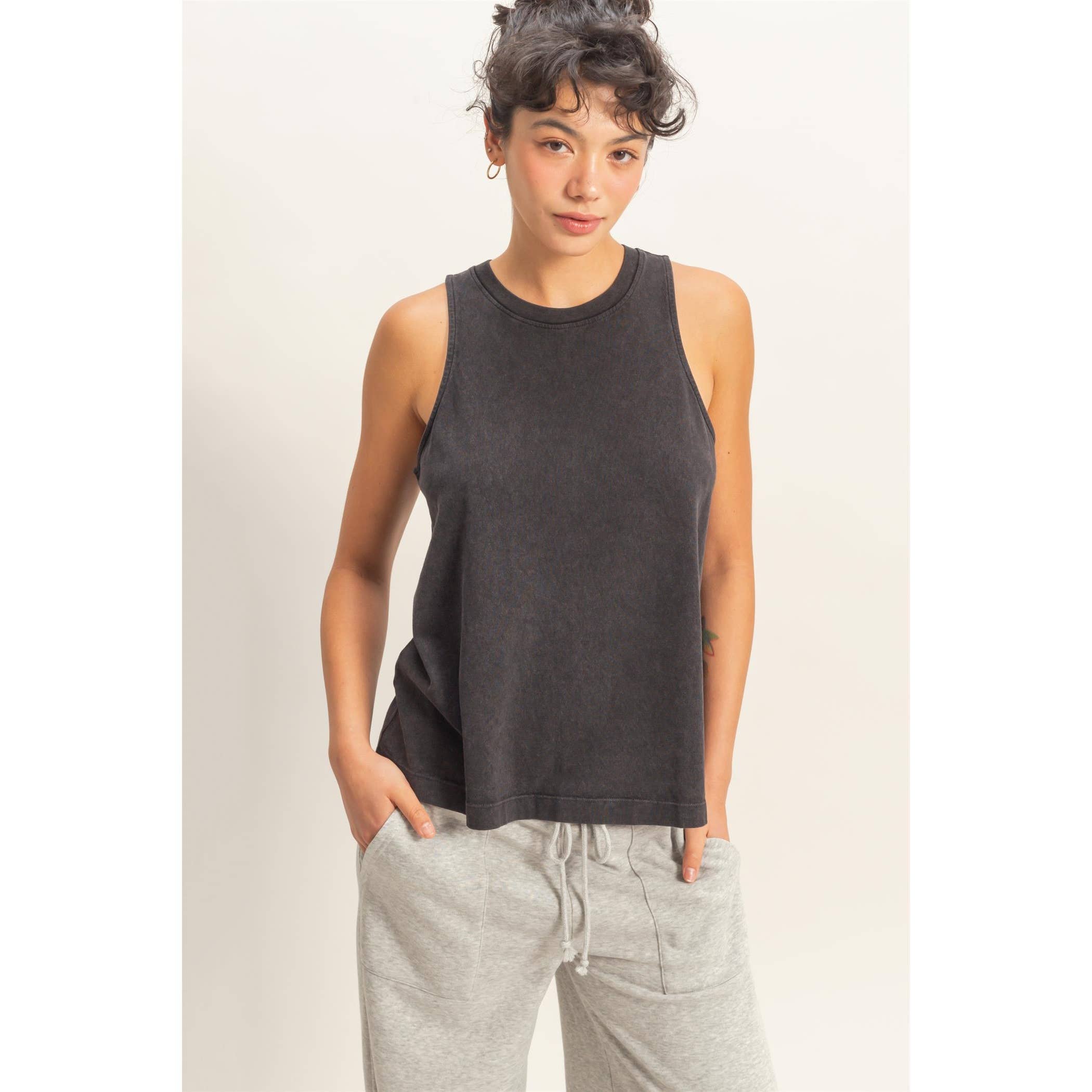 Mineral Washed Sleeveless Top boho clothing, festival outfit, hippie style apparel | Elevated Hippie