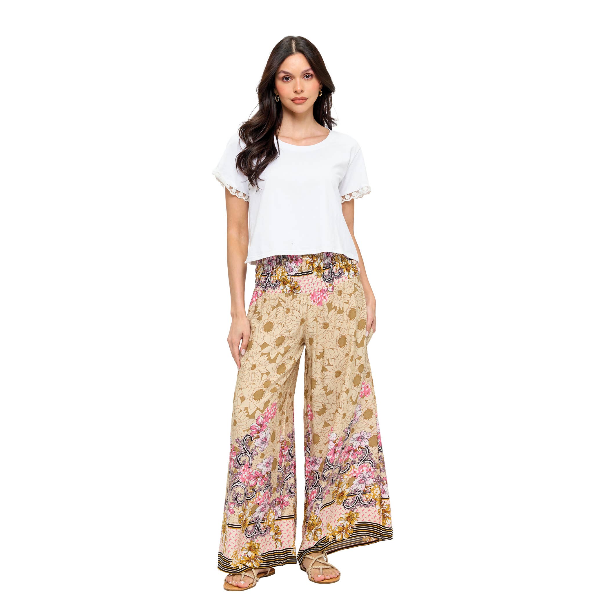 Breezy Boho Floral Smock Palazzo Pants boho clothing, festival outfit, hippie style apparel | Elevated Hippie