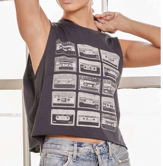 CASSETTE TAPE MUSCLE TANK boho clothing, festival outfit, hippie style apparel | Elevated Hippie
