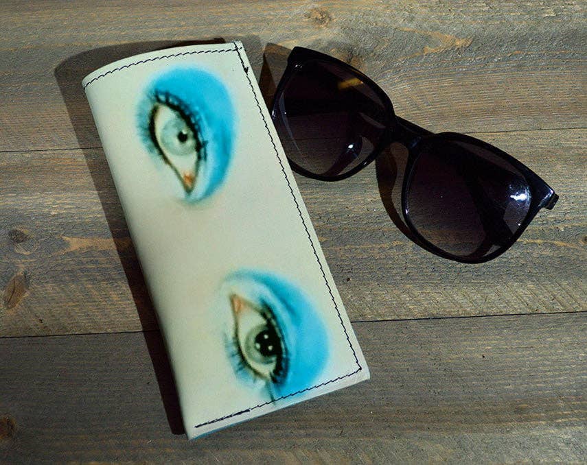 Bowie Eyes - Printed Leather Eyeglasses Case - The Elevated Hippie
