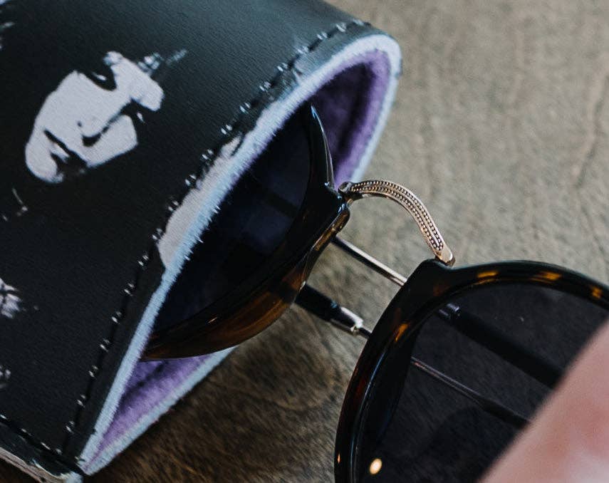 Bowie Eyes - Printed Leather Eyeglasses Case - The Elevated Hippie