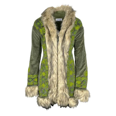 Penny Lane Autumn Ember Embroidered Faux Fur Corduroy Jacket - The Elevated Hippie