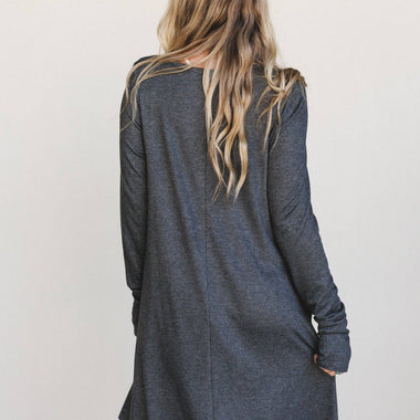 Jake Long Sleeve Crewneck Dress - Charcoal - The Elevated Hippie