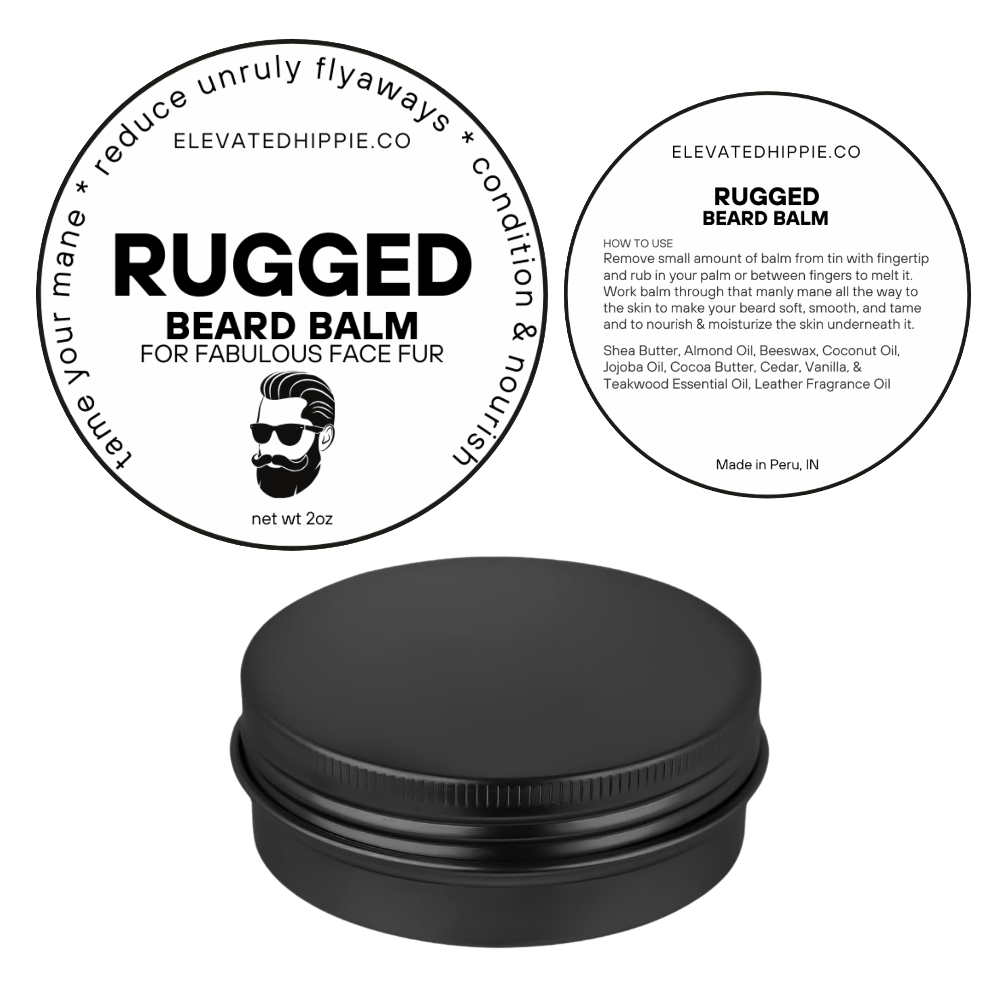 Rugged Beard Balm – Conditioning Hold for a Softer, Fuller Beard boho clothing, festival outfit, hippie style apparel | Elevated Hippie