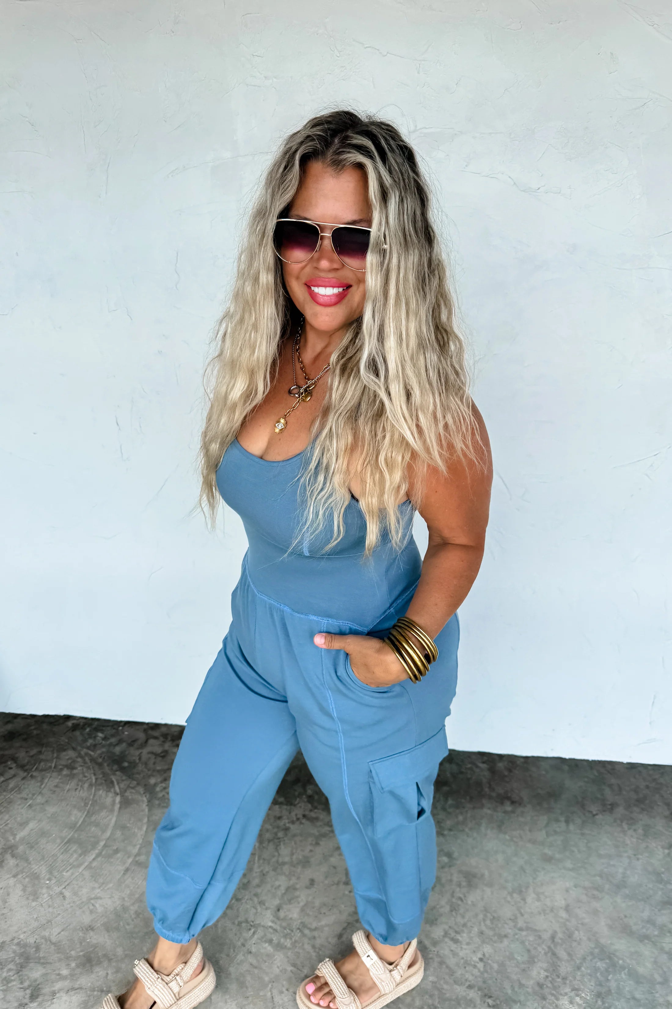 ALL SET TANK ROMPERBoho Tank Romper – Soft Stretch Fabric – Scoop Neck – Side & Cargo Pockets – Casual Utility One-Piece - The Elevated Hippie