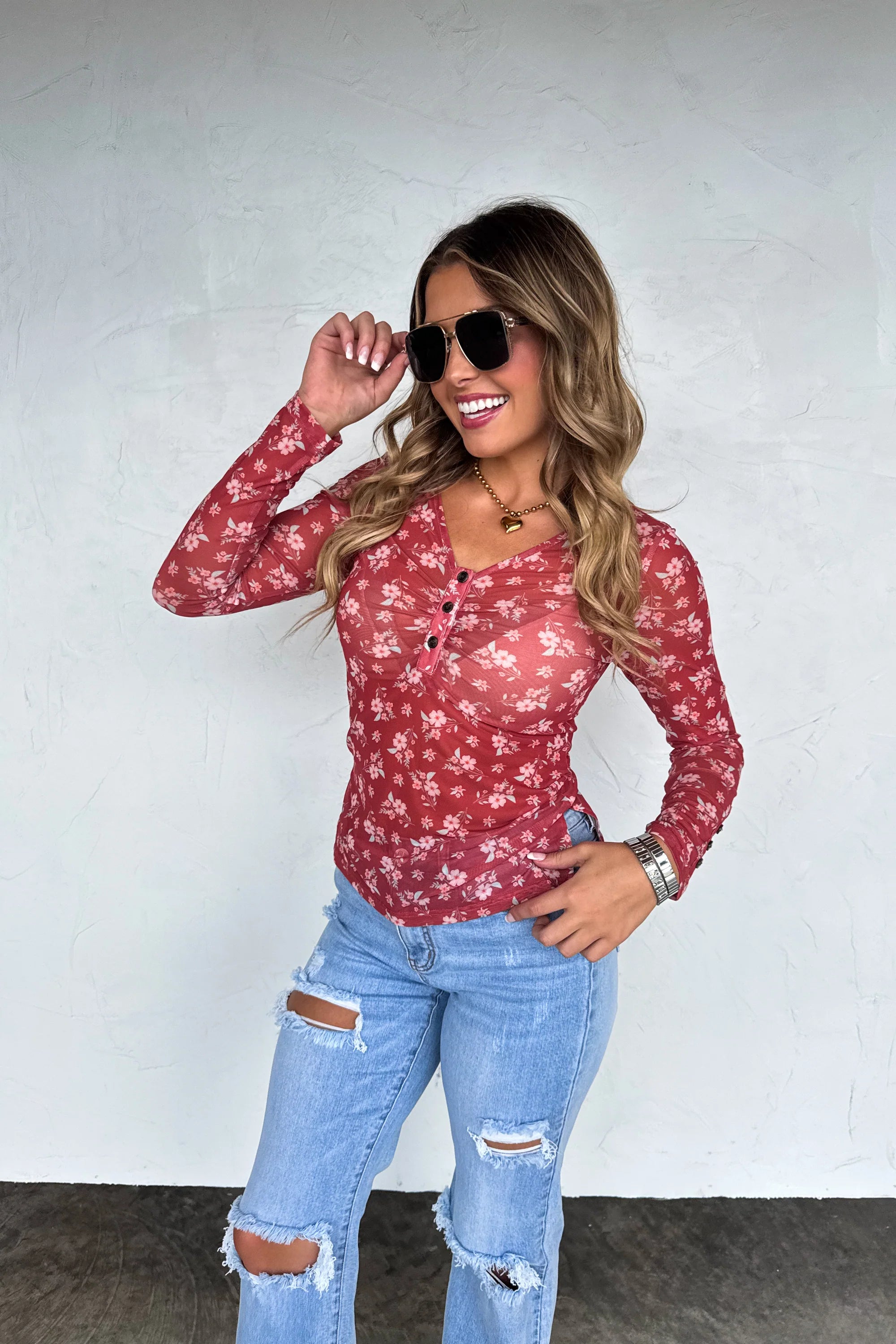 ANNIE VNECK MESH TOP - The Elevated Hippie