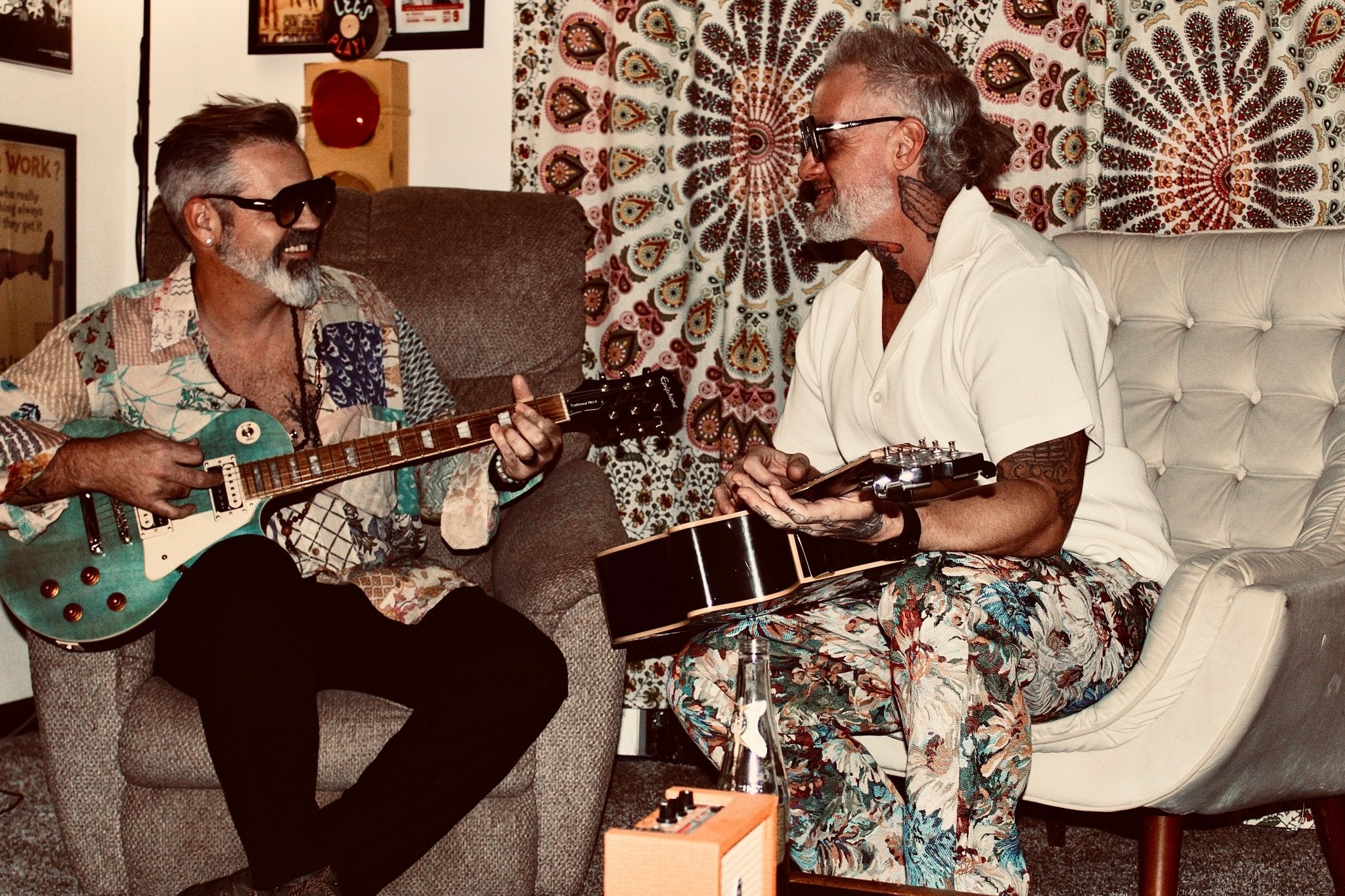 Men’s Patchwork Cotton Shirt – Long Sleeve Boho Style, One-of-a-Kind - The Elevated Hippie