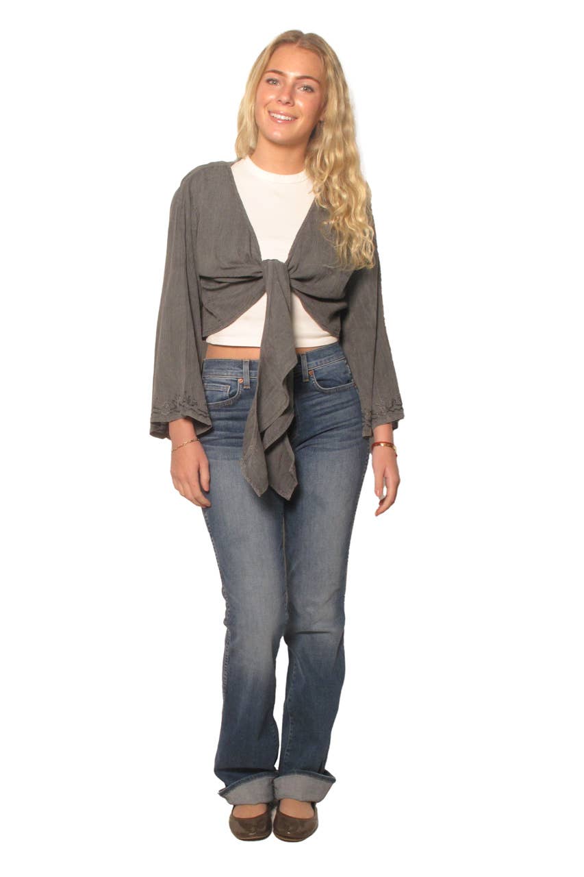 20272 Gypsy Tie Front Top in Cotton - The Elevated Hippie