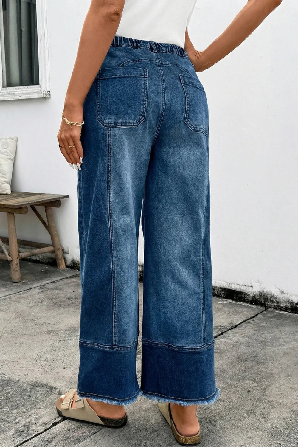 High Waist Drawstring Wide Leg Denim Pants boho clothing, festival outfit, hippie style apparel | Elevated Hippie
