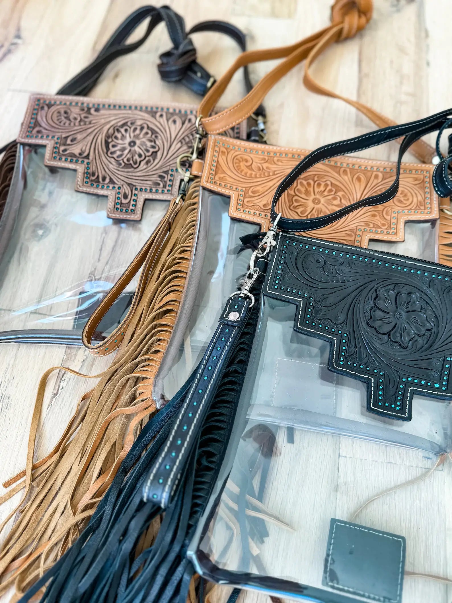 SHAYNE LARGE - Hand Tooled Clear Crossbody Concert bag - The Elevated Hippie