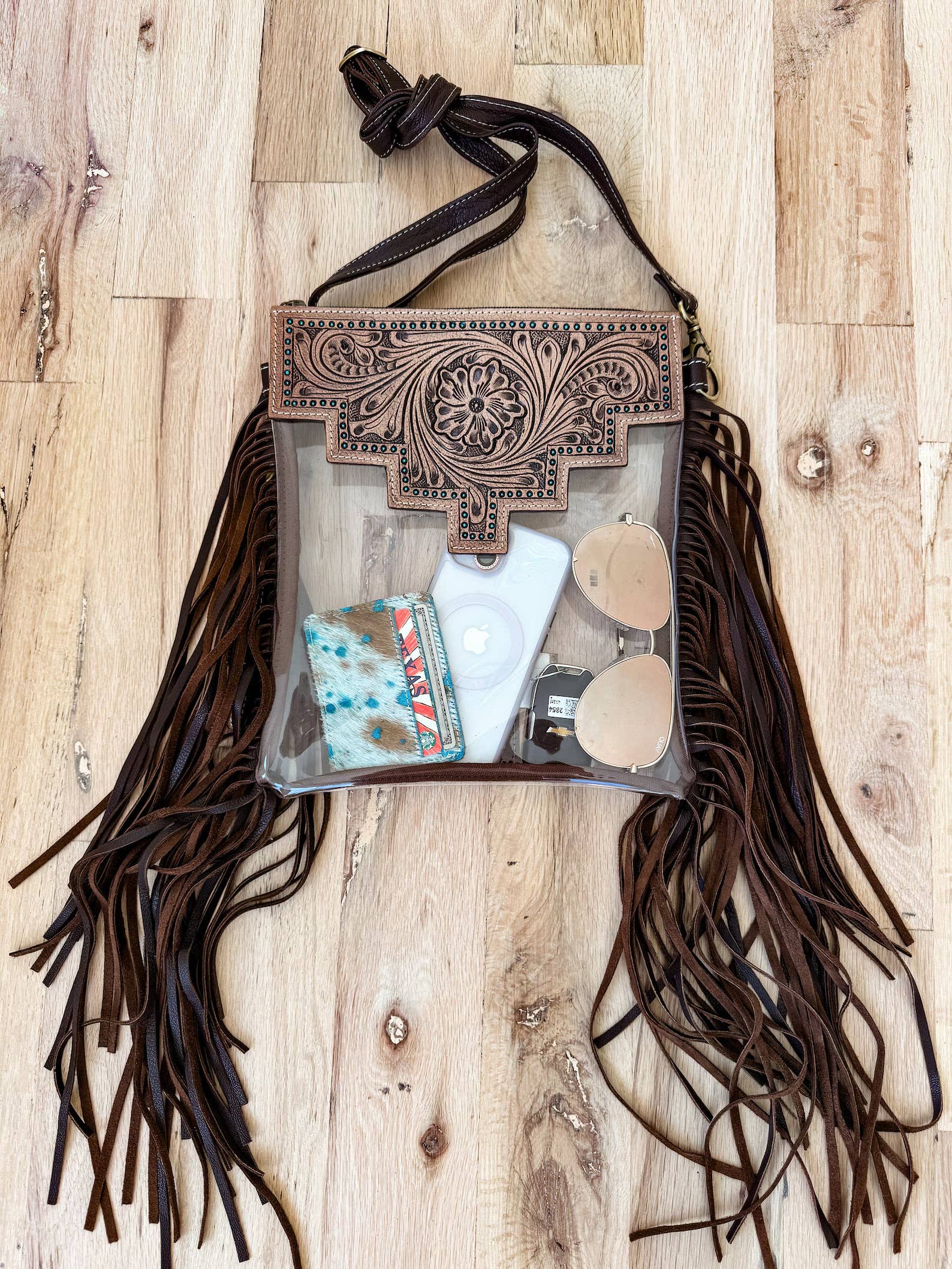 SHAYNE LARGE - Hand Tooled Clear Crossbody Concert bag - The Elevated Hippie