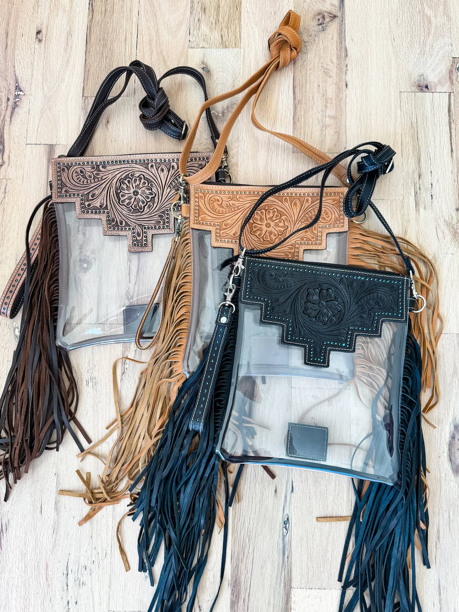 SHAYNE LARGE - Hand Tooled Clear Crossbody Concert bag - The Elevated Hippie