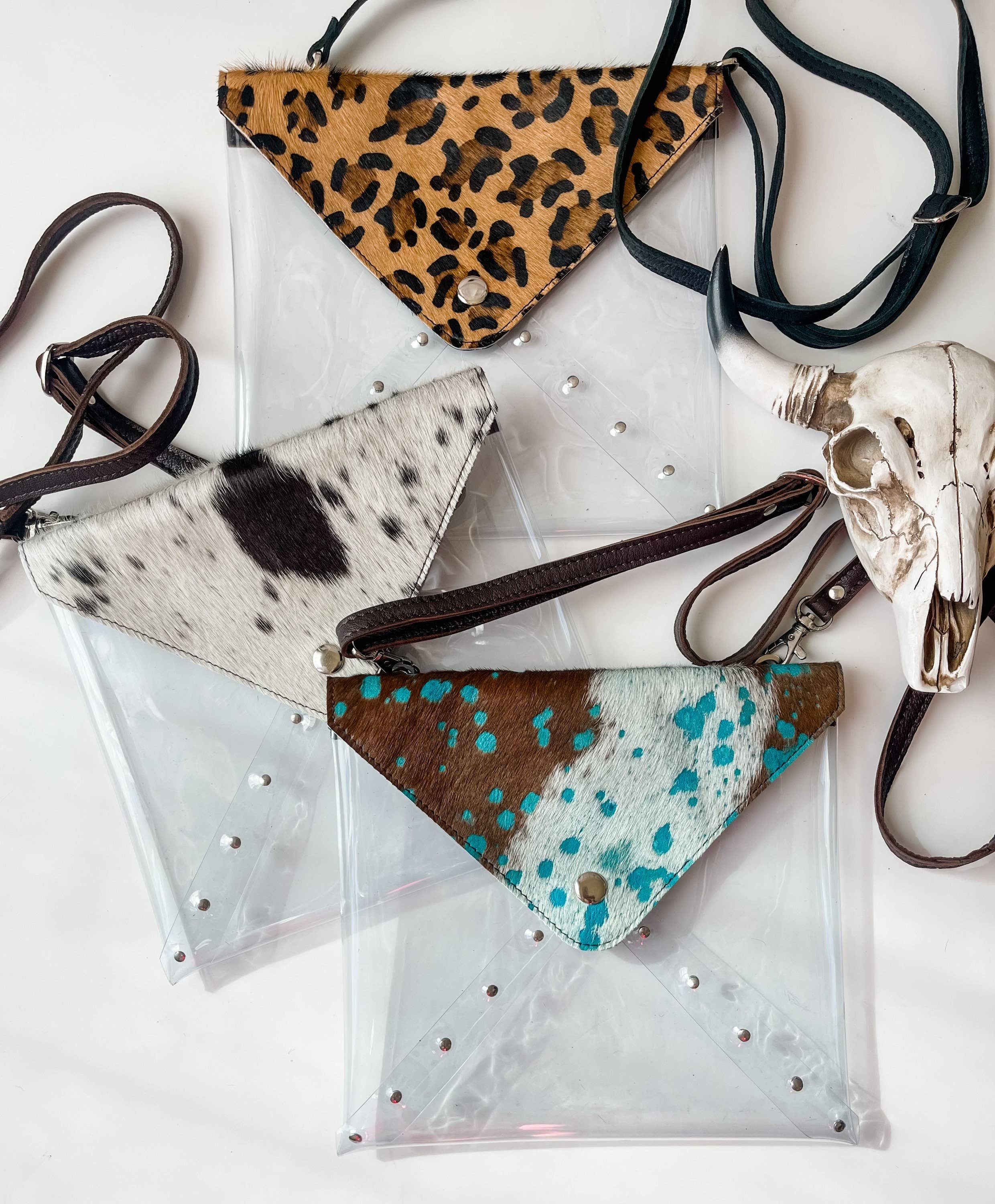 Western Cowhide Hairon Clear Crossbody Purse - The Elevated Hippie