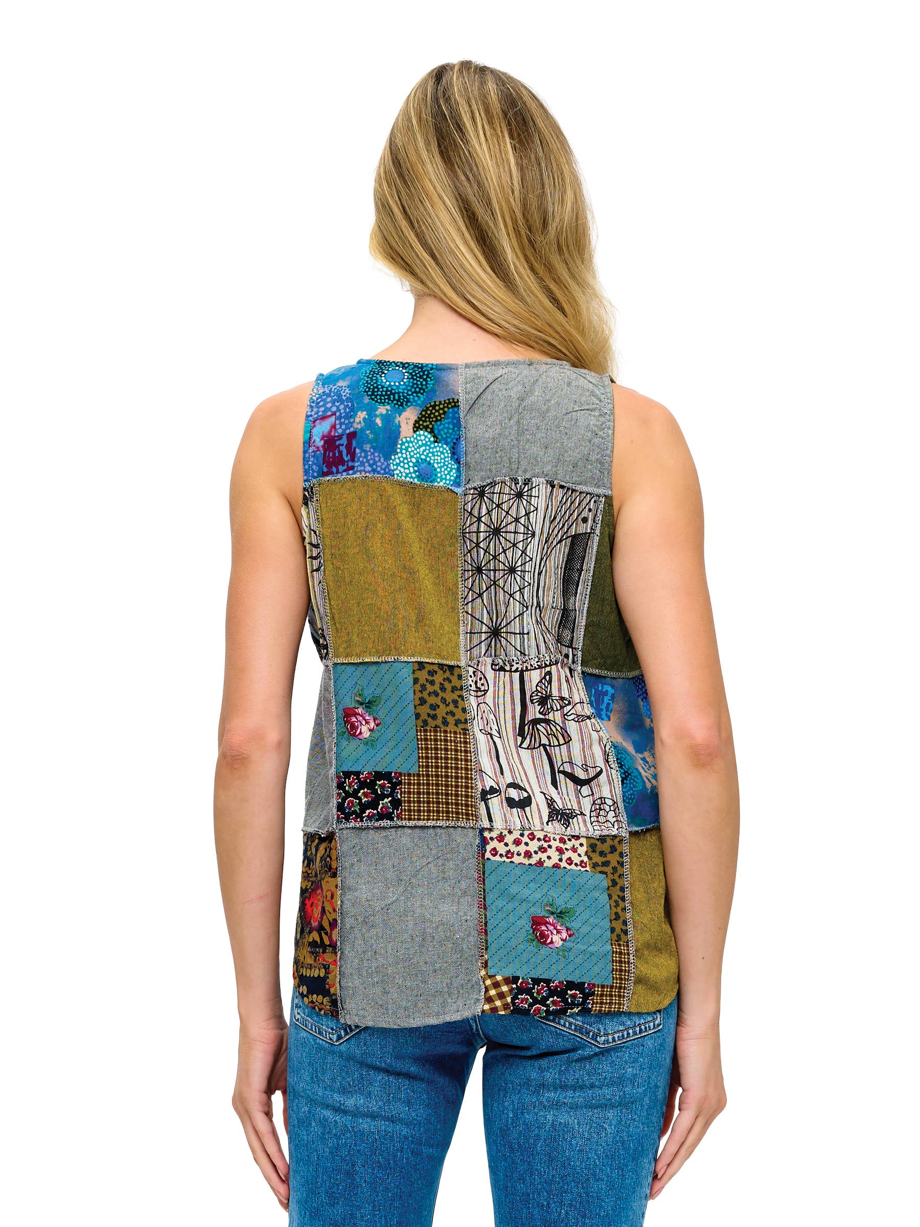 Boho Patchwork Button up Top boho clothing, festival outfit, hippie style apparel | Elevated Hippie