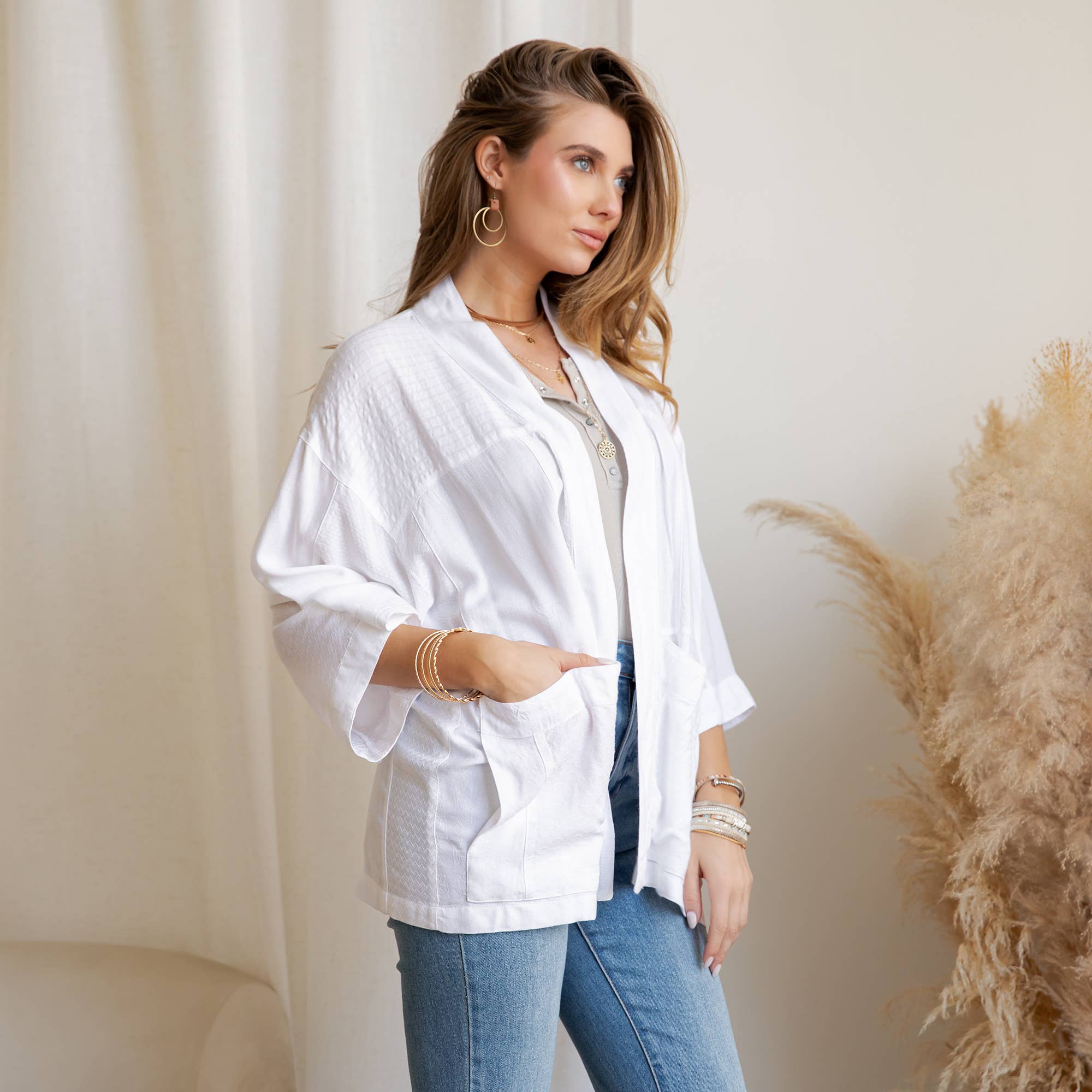 Young Threads Boho Mixed-Print Kimono Cardigan with Pockets boho clothing, festival outfit, hippie style apparel | Elevated Hippie