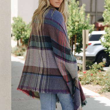 Multicolor Plaid Pocket Ruana - All Time Fall Favorite 🍁 - The Elevated Hippie