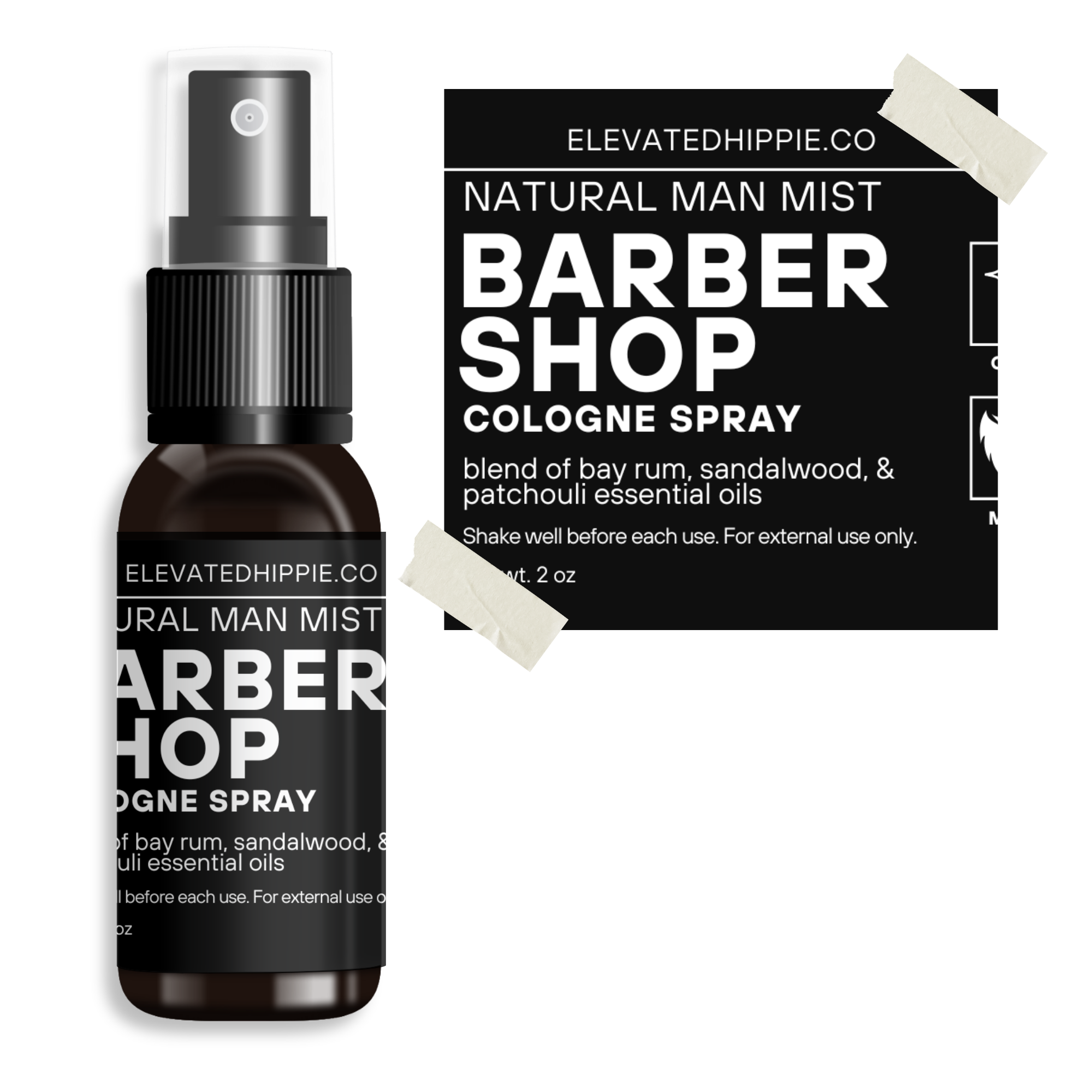 Barber Shop Natural Man Mist Cologne Spray – Bay Rum, Sandalwood & Patchouli (2 oz) boho clothing, festival outfit, hippie style apparel | Elevated Hippie