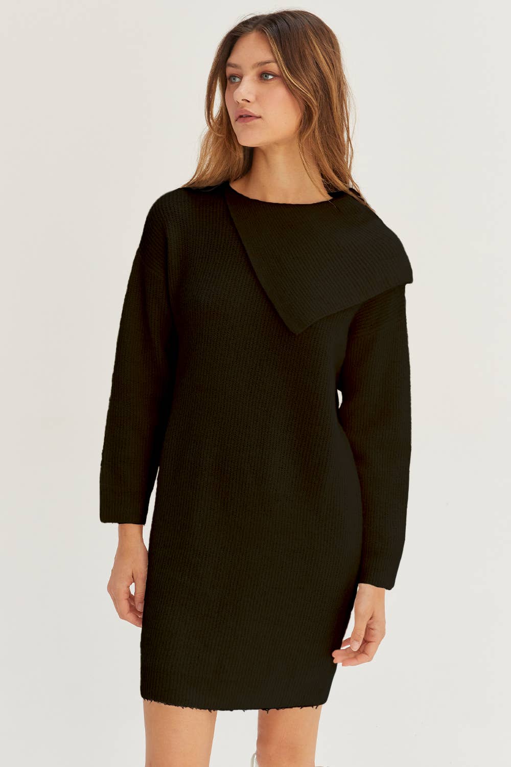 Arosa Asymmetric Turtleneck Sweater Dress - The Elevated Hippie