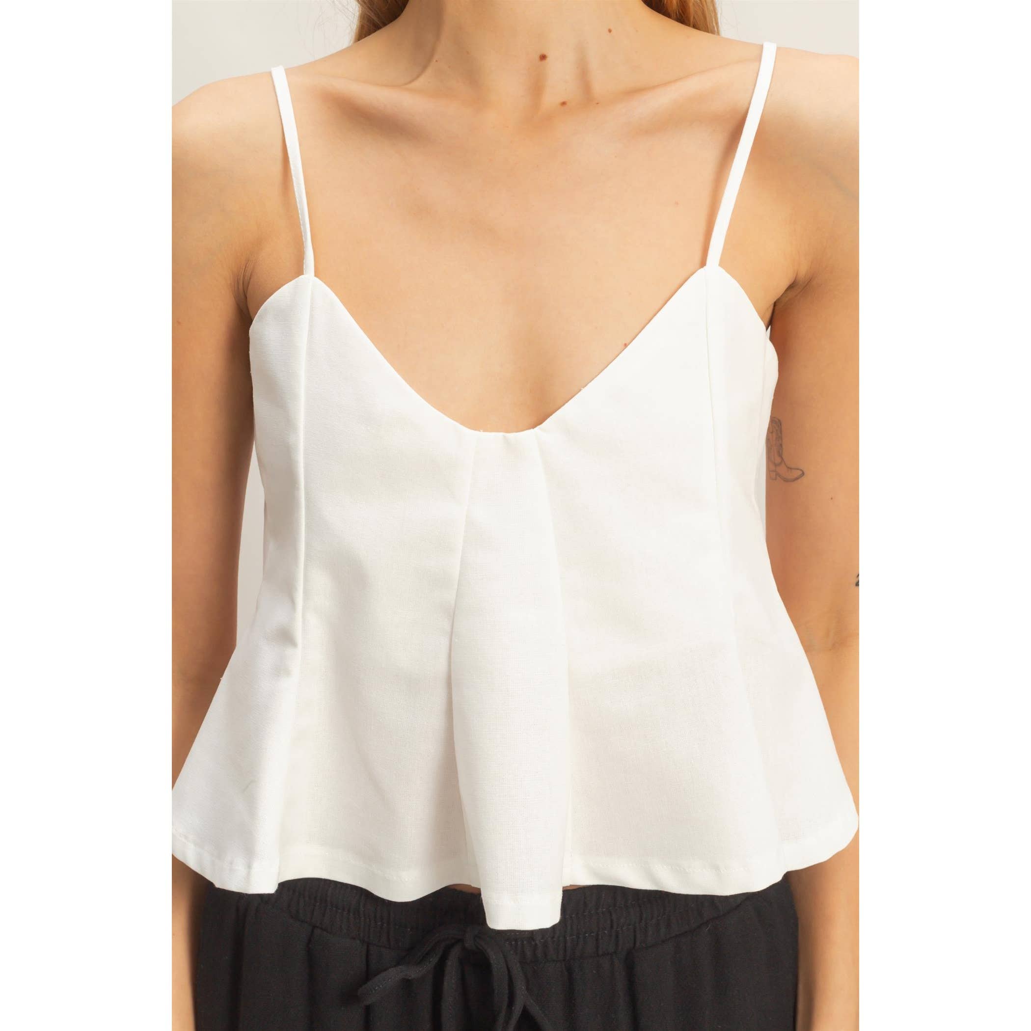 HYFVE Spaghetti Strap Peplum Top boho clothing, festival outfit, hippie style apparel | Elevated Hippie