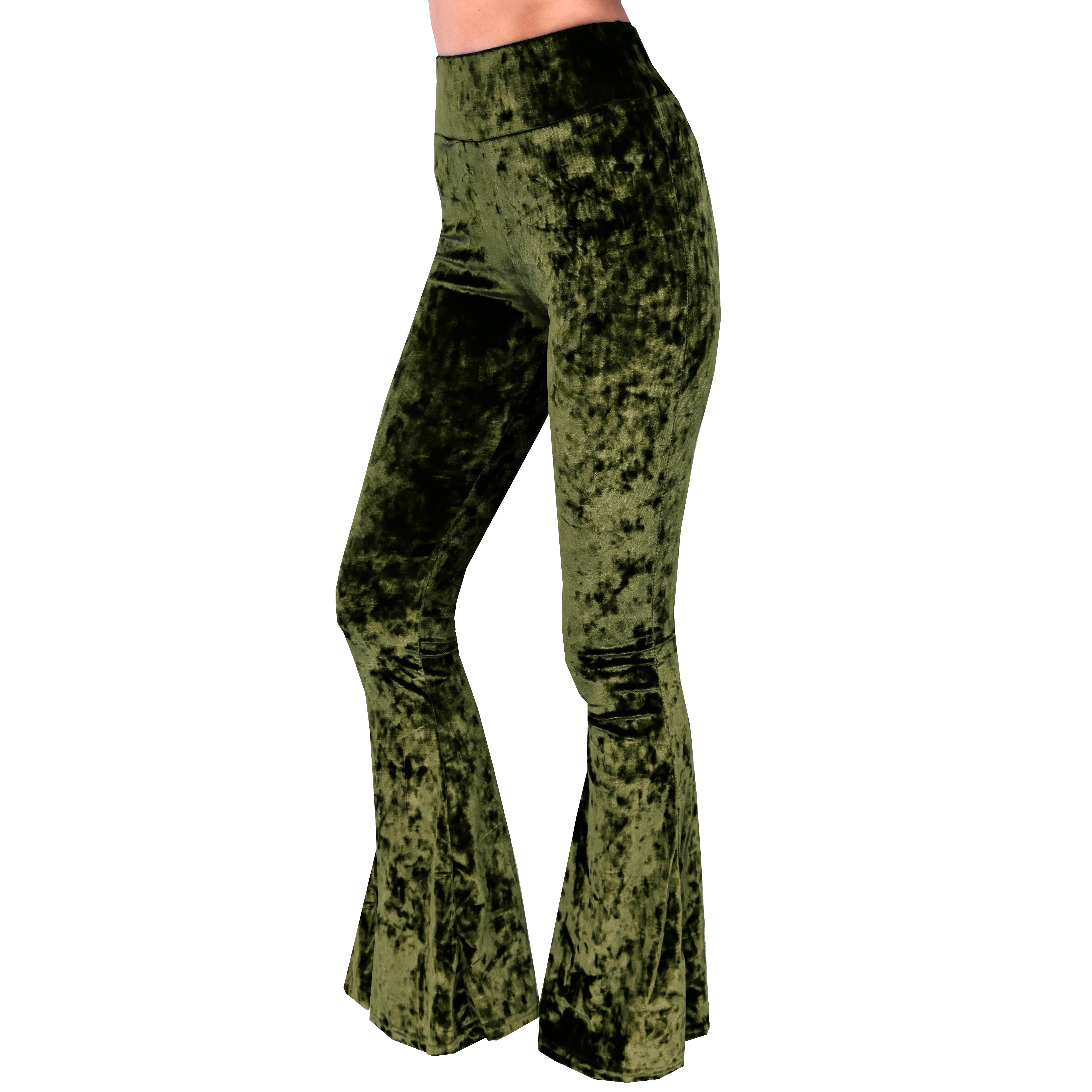 Velvet Bell Bottoms - Olive - The Elevated Hippie