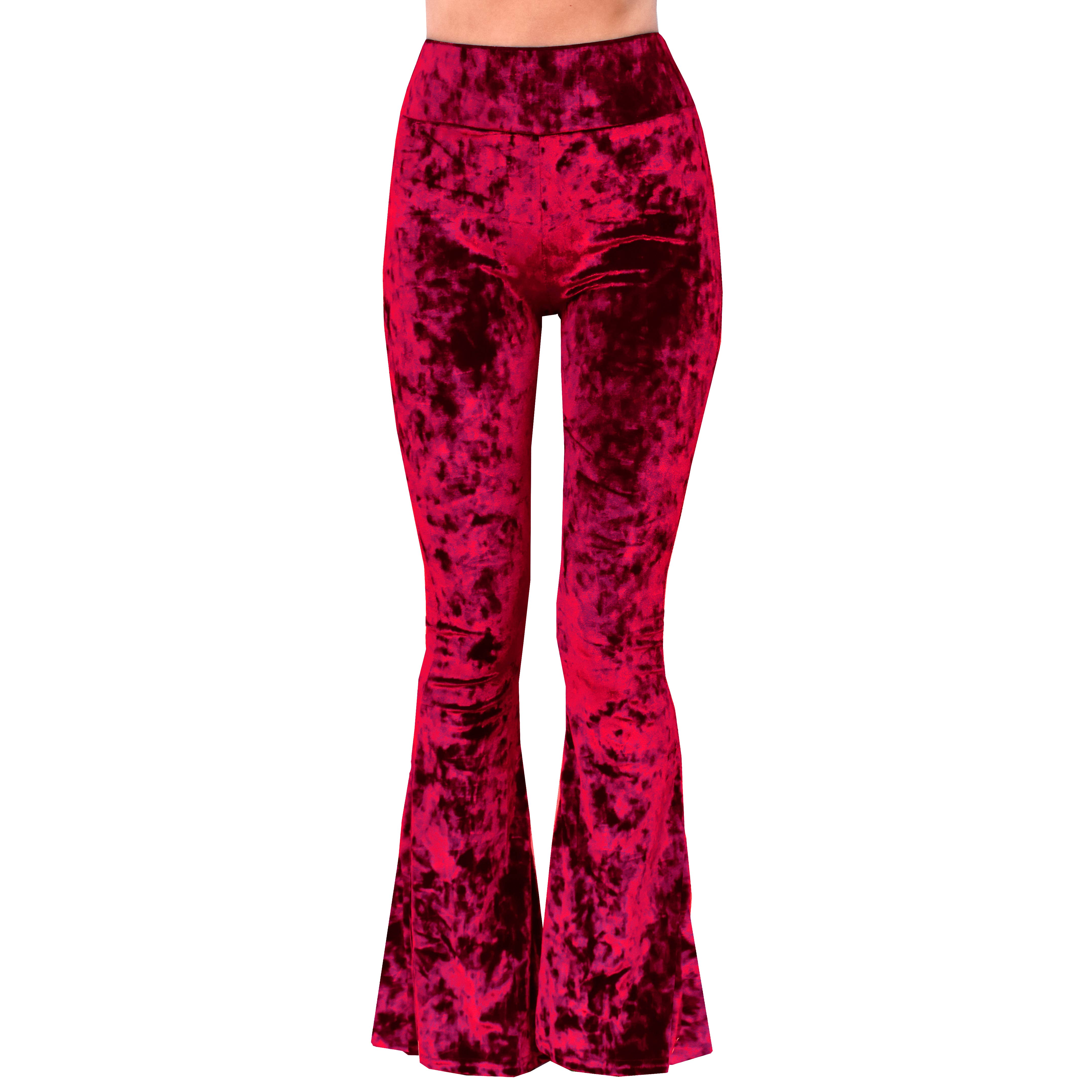 Velvet Bell Bottoms - Red - The Elevated Hippie