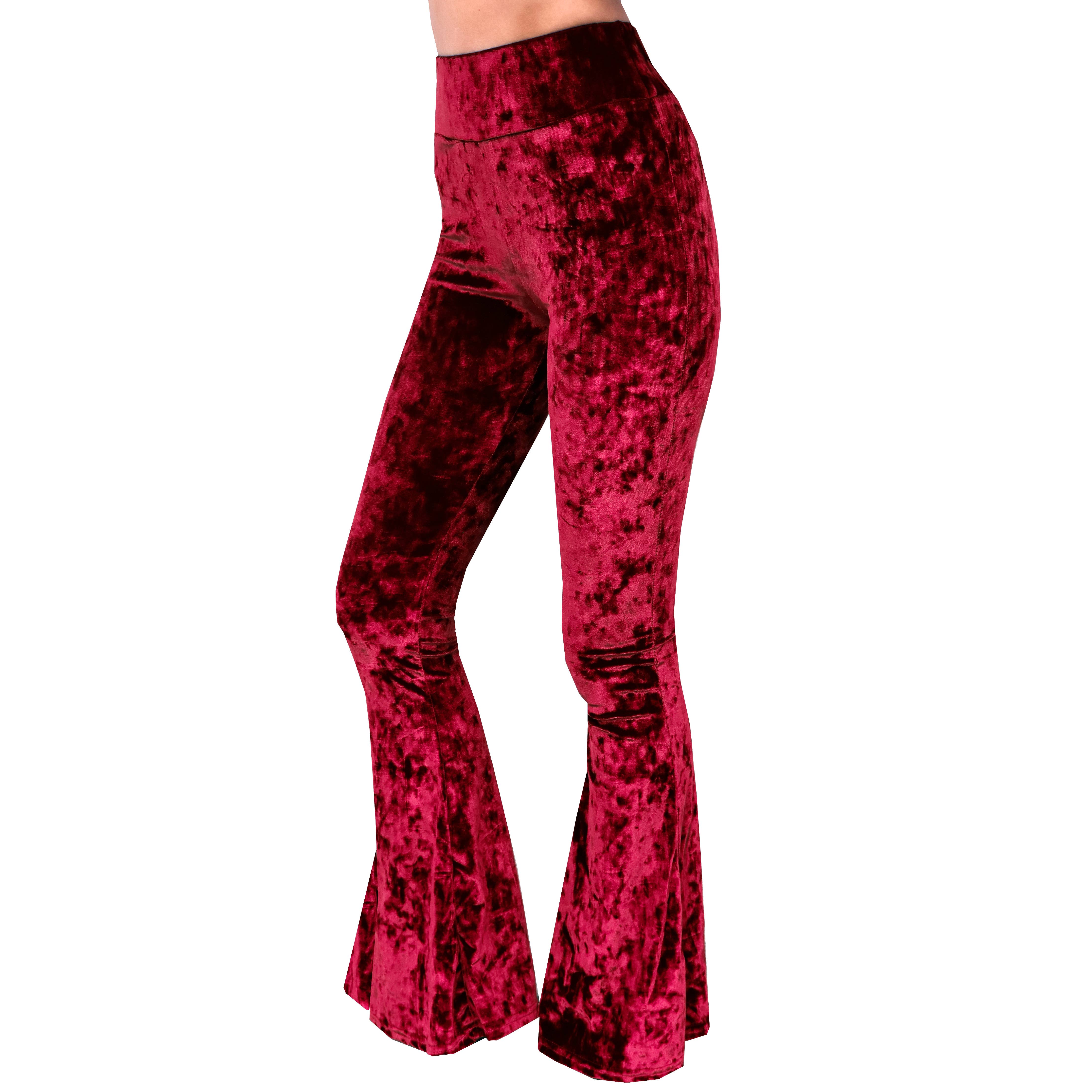 Velvet Bell Bottoms - Red - The Elevated Hippie