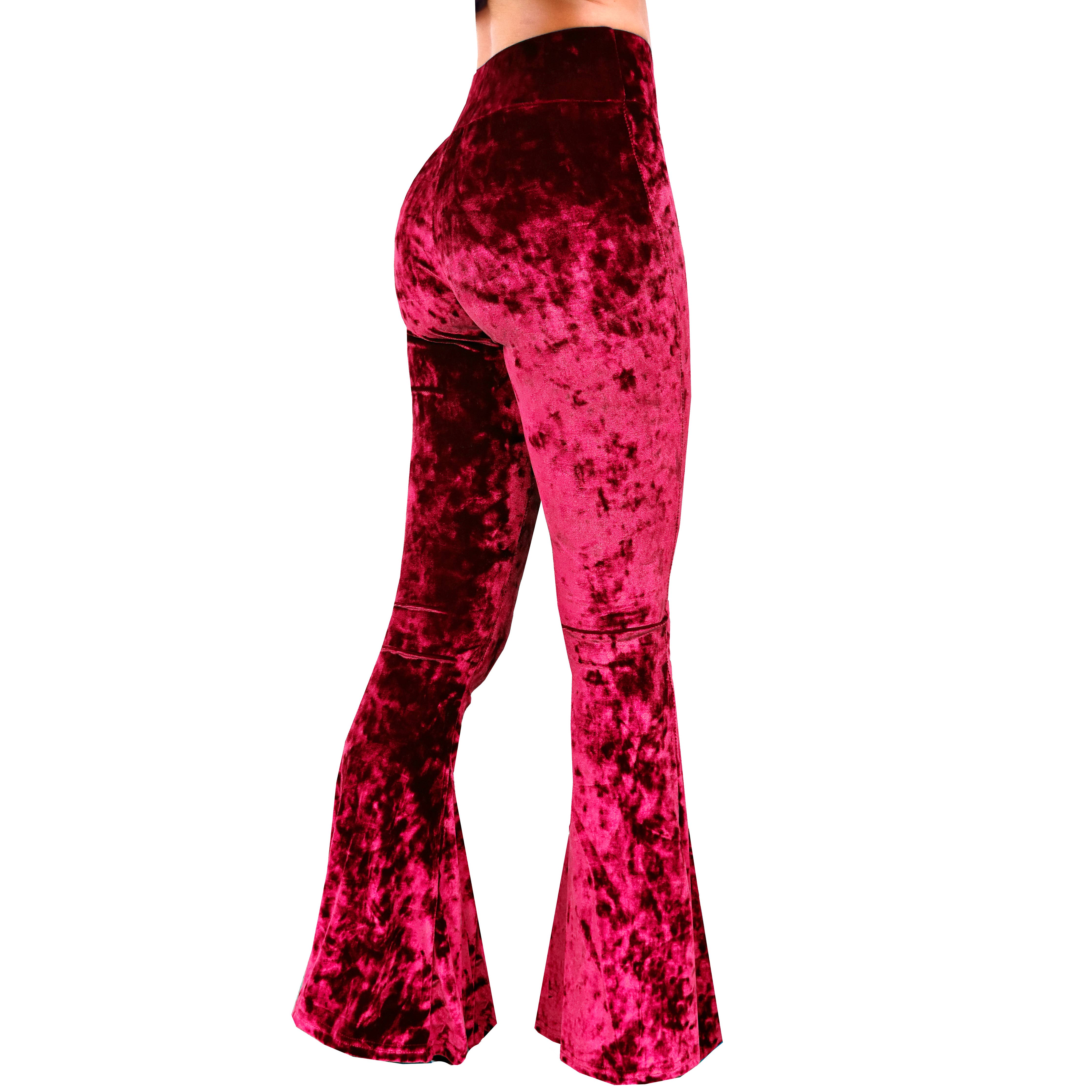 Velvet Bell Bottoms - Red - The Elevated Hippie