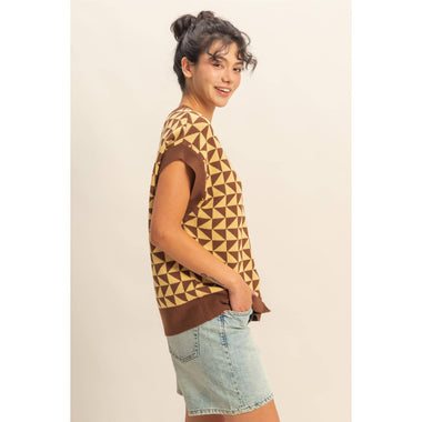Geometric Pattern Sweater Vest - The Elevated Hippie