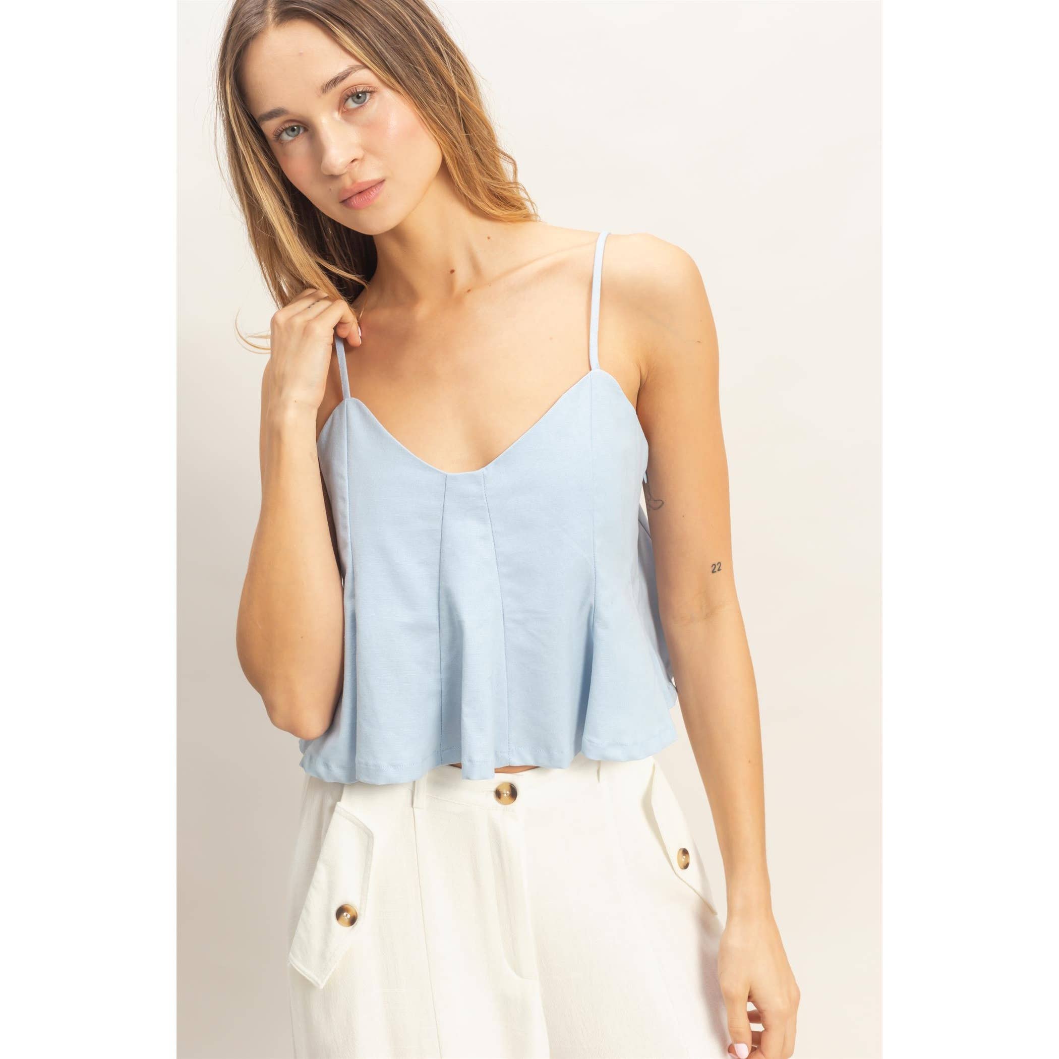 HYFVE Spaghetti Strap Peplum Top boho clothing, festival outfit, hippie style apparel | Elevated Hippie