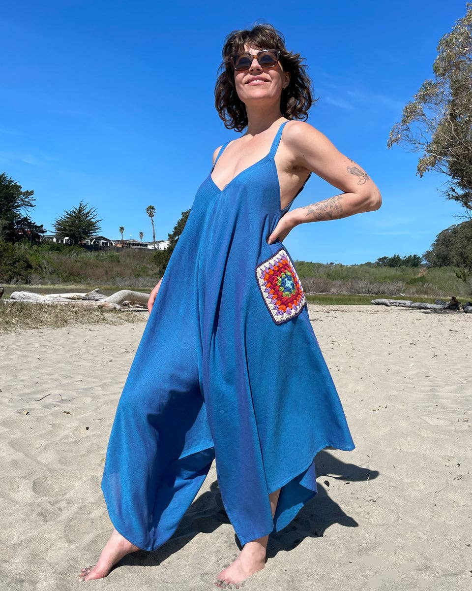 Granny Square Jumpsuit boho clothing, festival outfit, hippie style apparel | Elevated Hippie