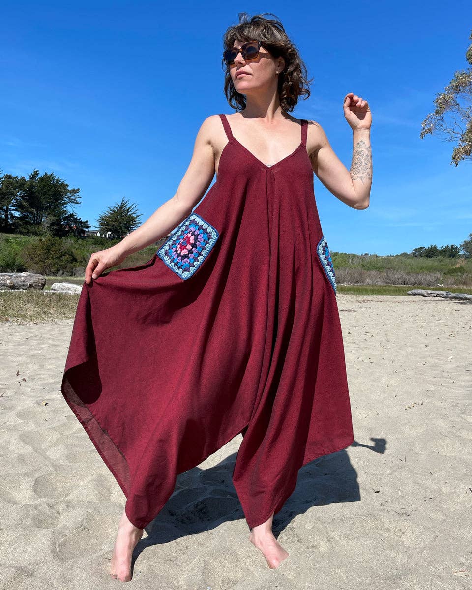 Granny Square Jumpsuit boho clothing, festival outfit, hippie style apparel | Elevated Hippie