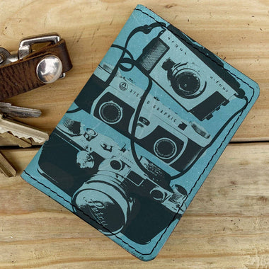 Cameras- Leather Spectrum Vert Cardholder Wallet - The Elevated Hippie